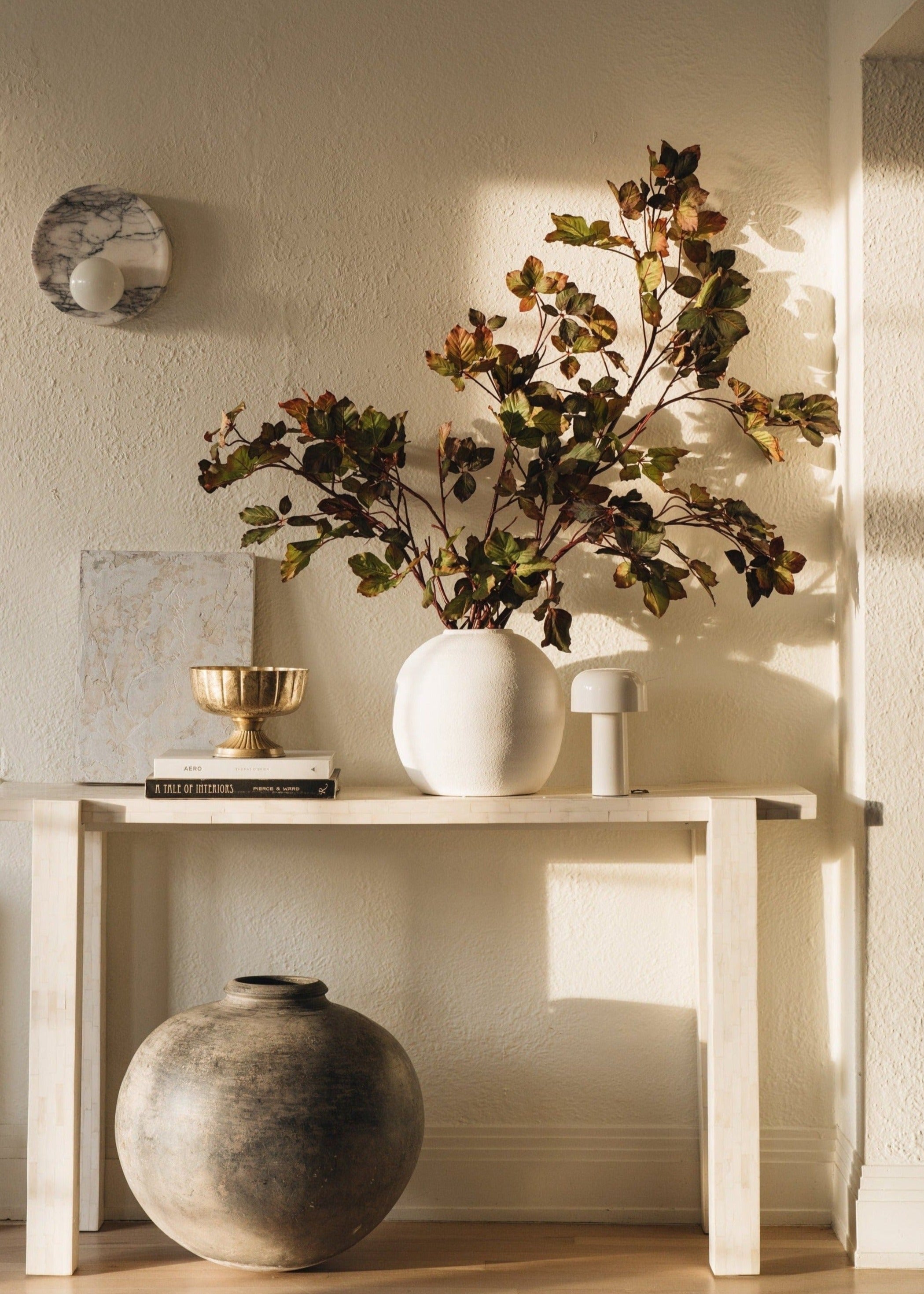 Faux Tall Burgundy Green Chestnut Leaf Branch for Seasonal Vase Styling