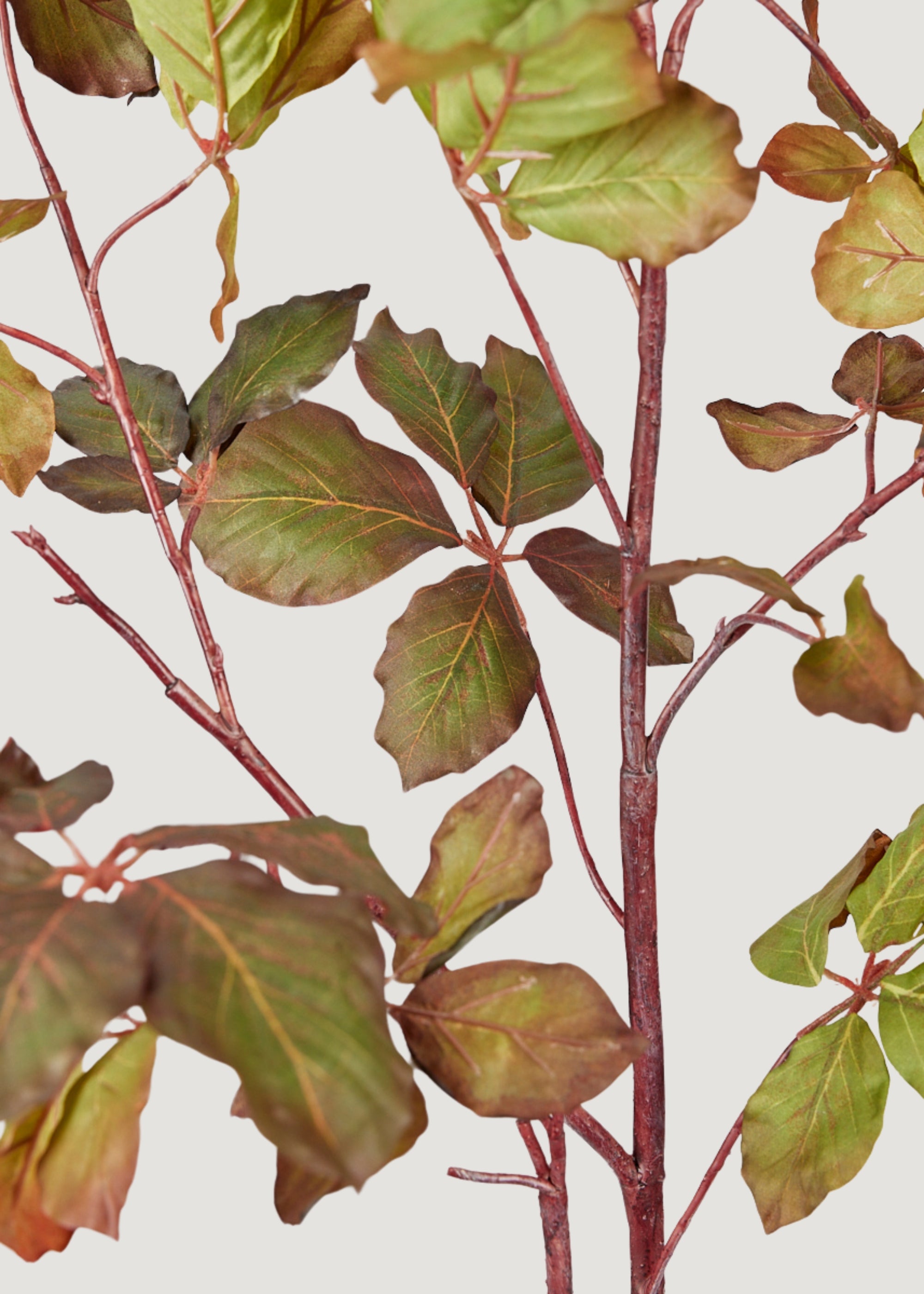 Faux Tall Burgundy Green Chestnut Leaf Branch for Seasonal Vase Styling