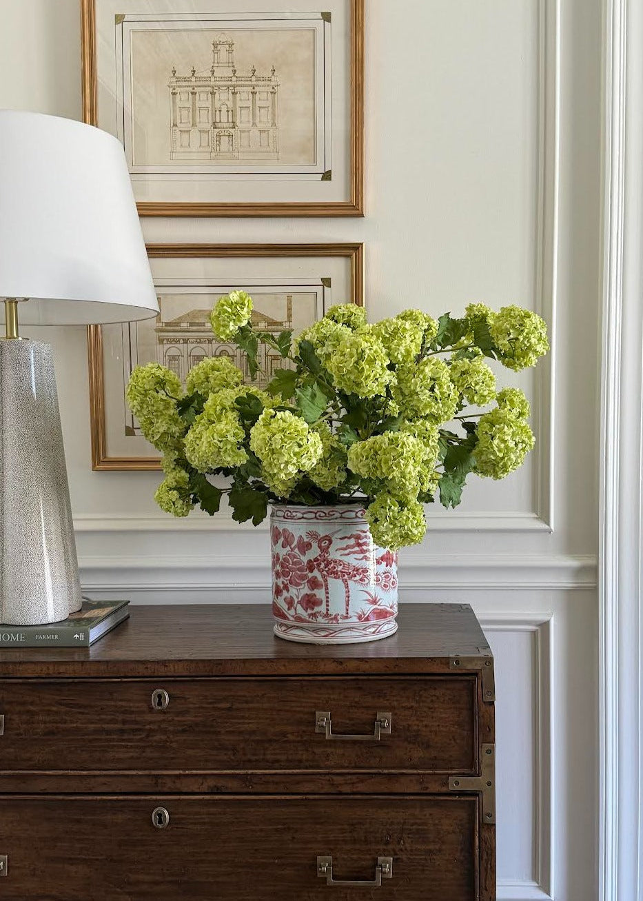 Green Faux Hydrangea Stem for Vase Styling