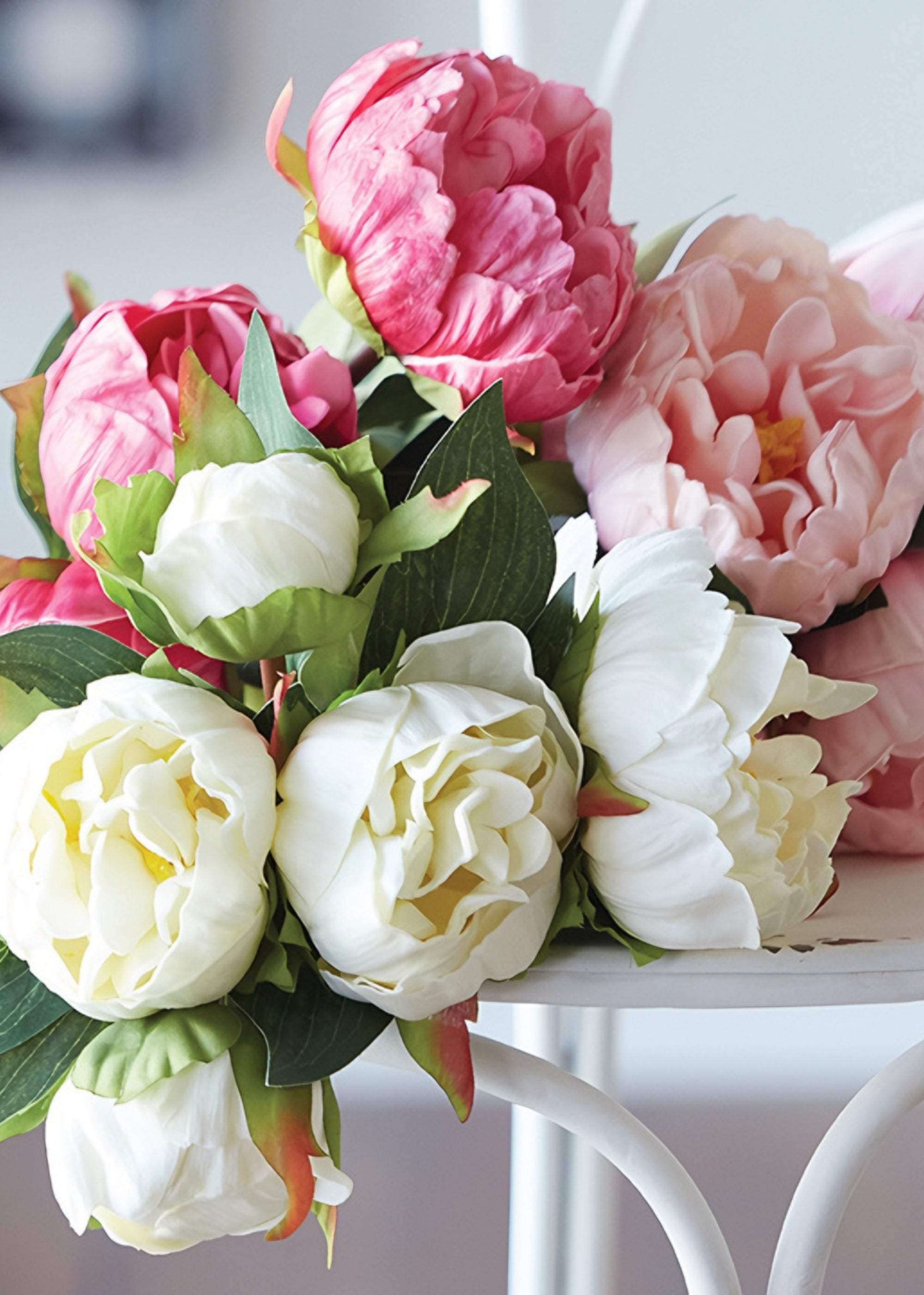White Real Touch Peony Bundle for Vase and Wedding Styling