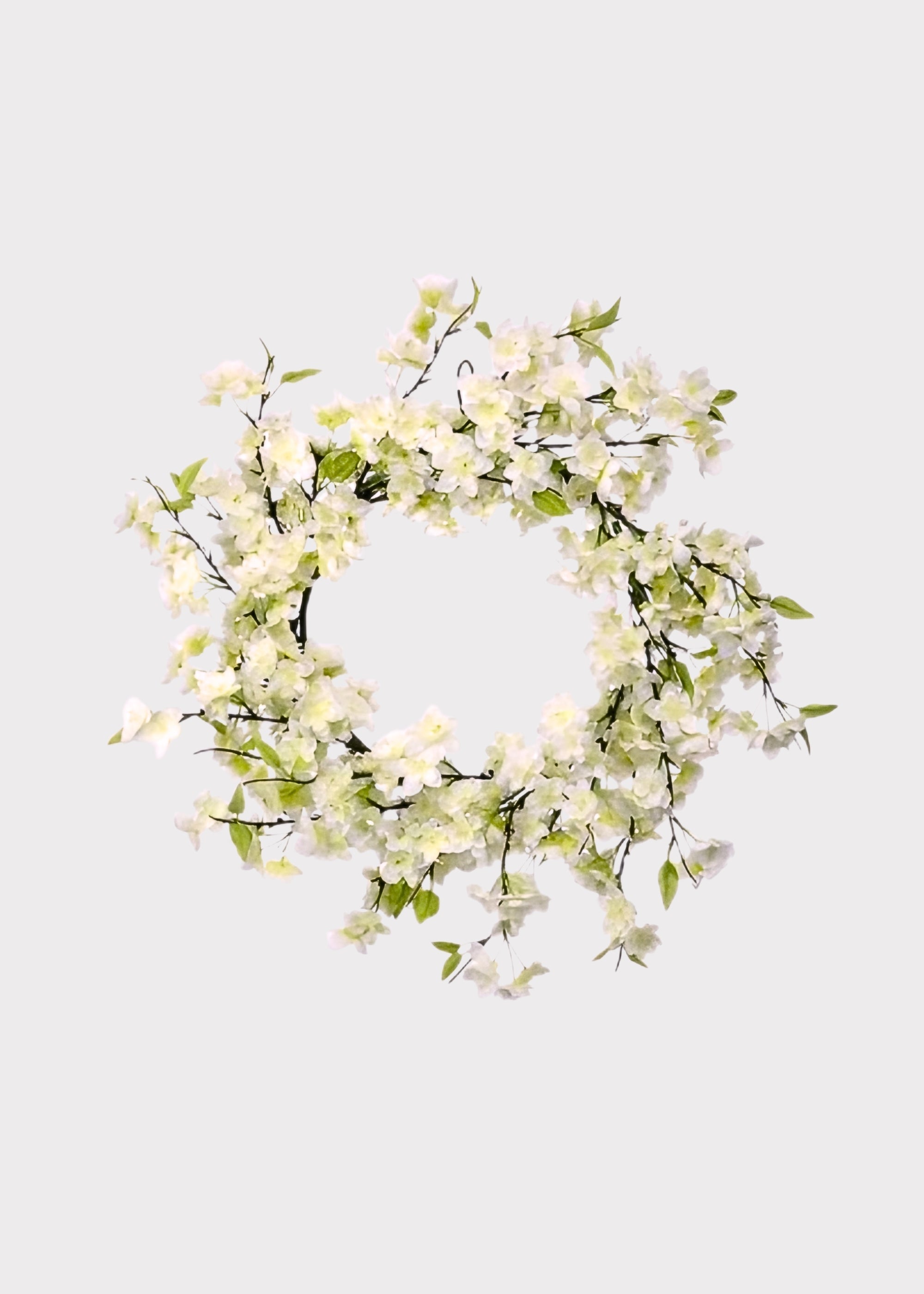 White Faux Cherry Blossom Wreath for Door and Wall Decor
