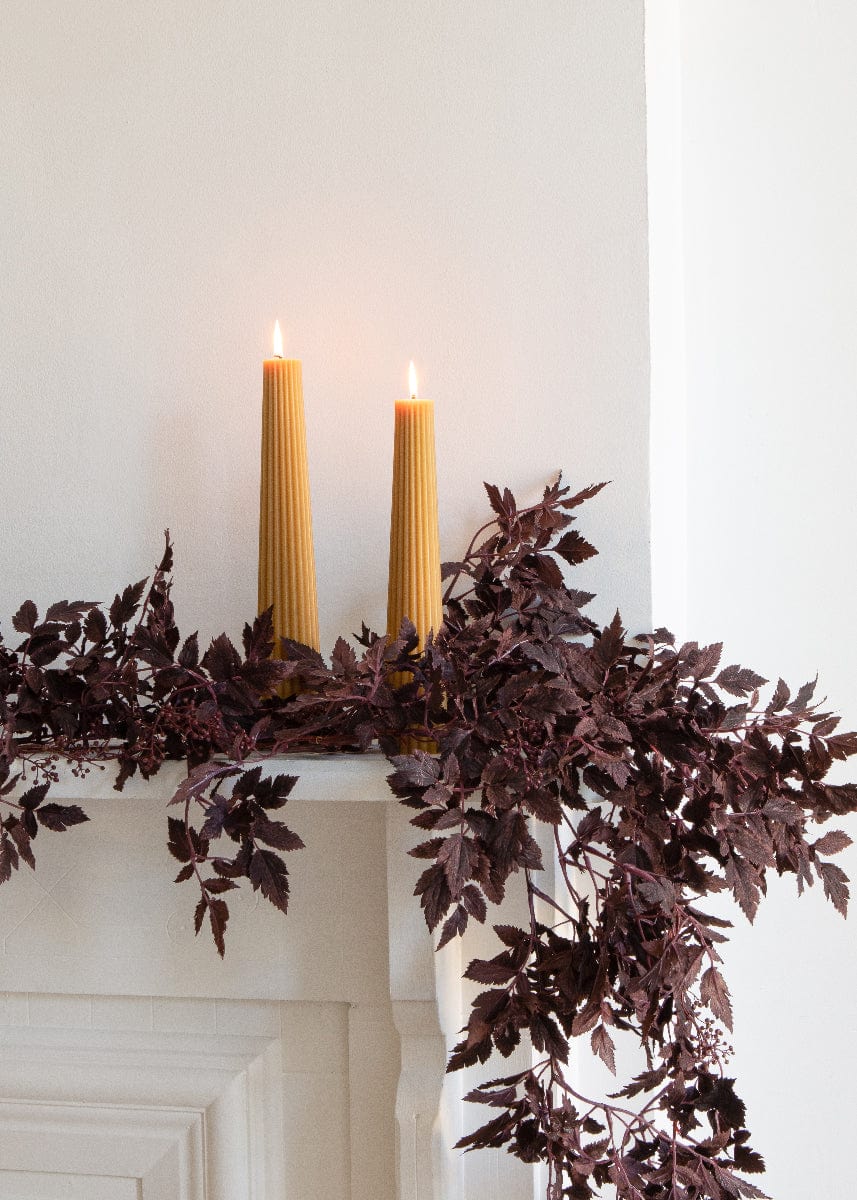 Tall Natural Beeswax Fluted Pillar Candle for Tabletop Styling