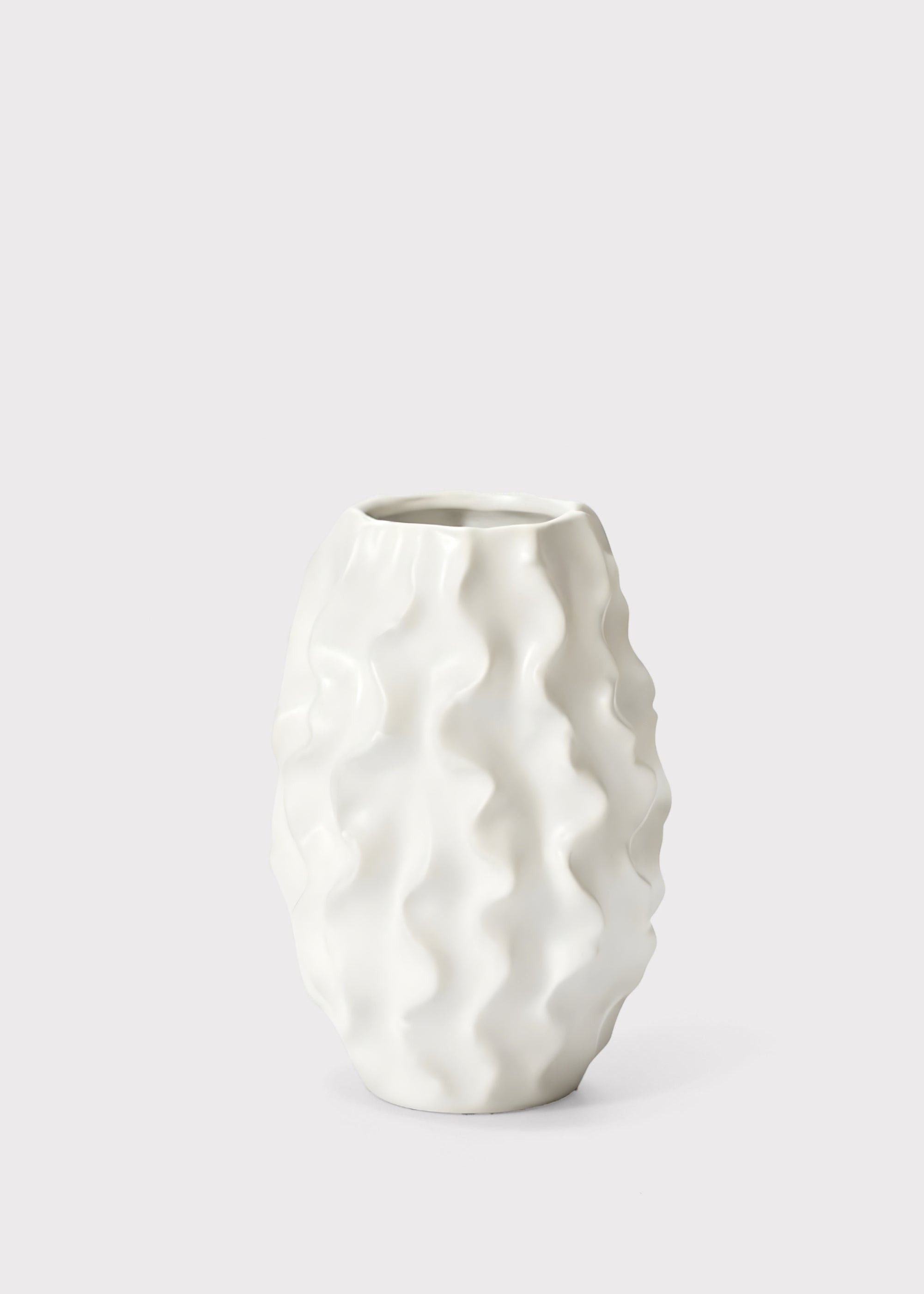 Matte White Ceramic Ruffle Vase for Floral Styling