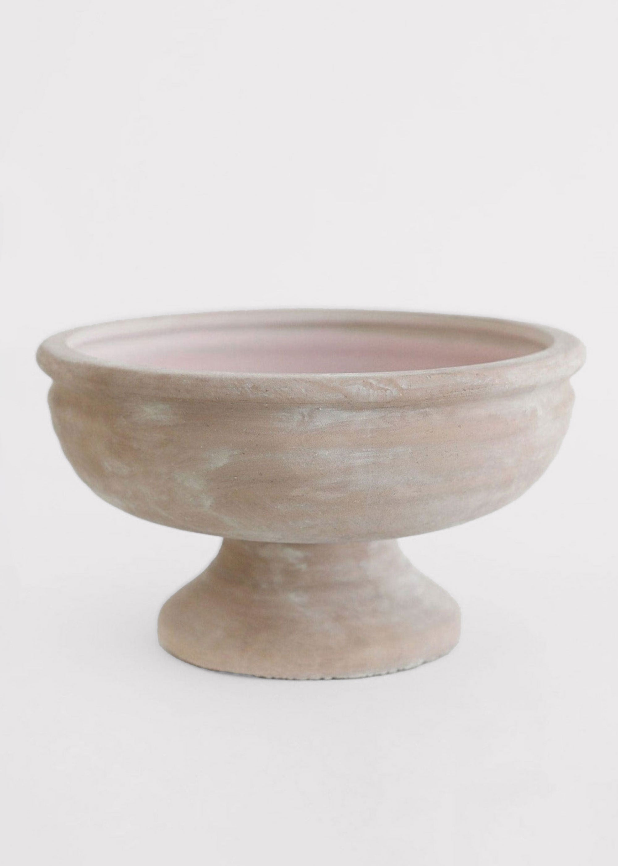 Earthy Mauve Ceramic Compote Bowl - 10.25" Wide Vase for Floral Styling