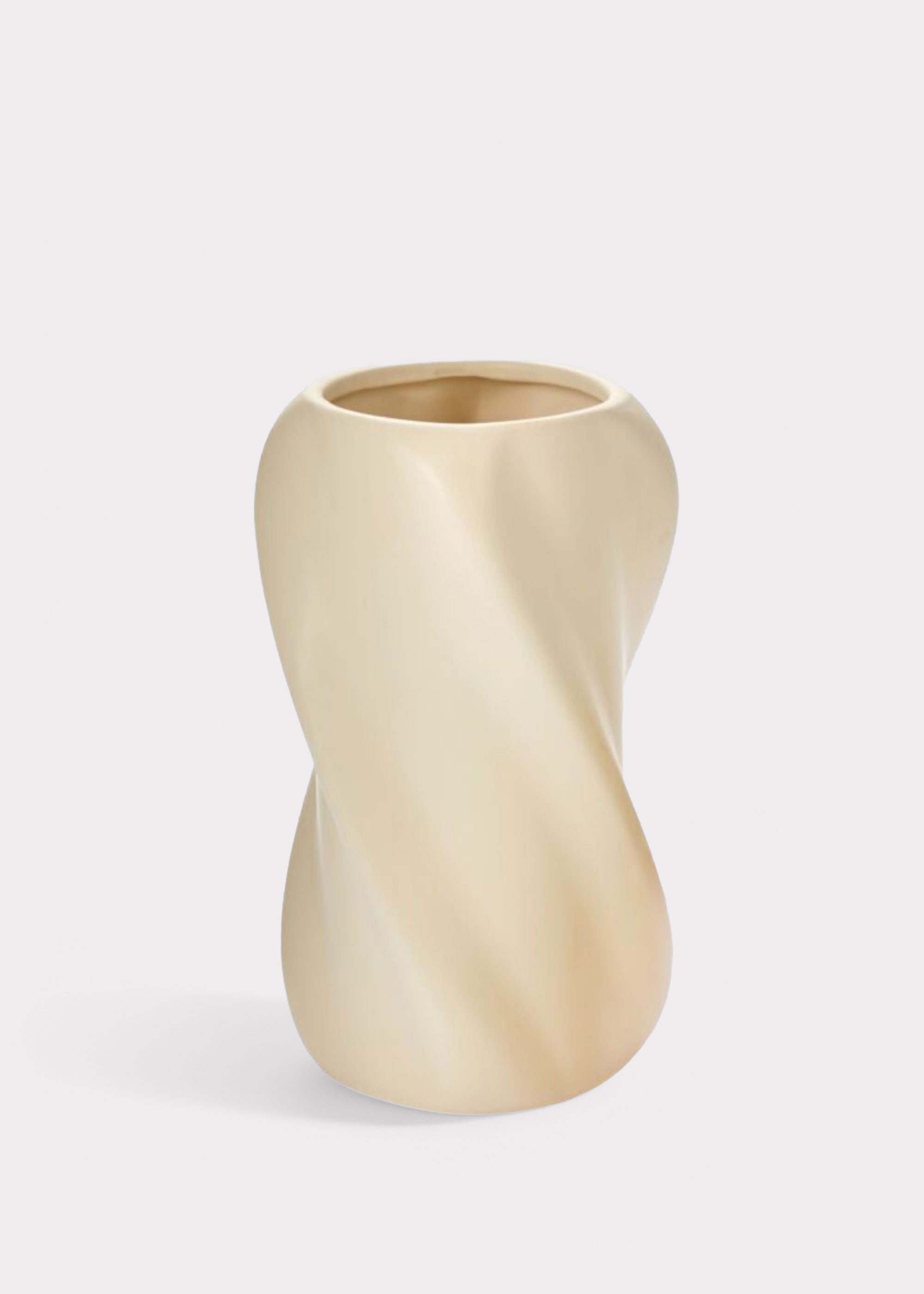 Warm Cream White Ceramic Twist Florian Vase for Floral Styling