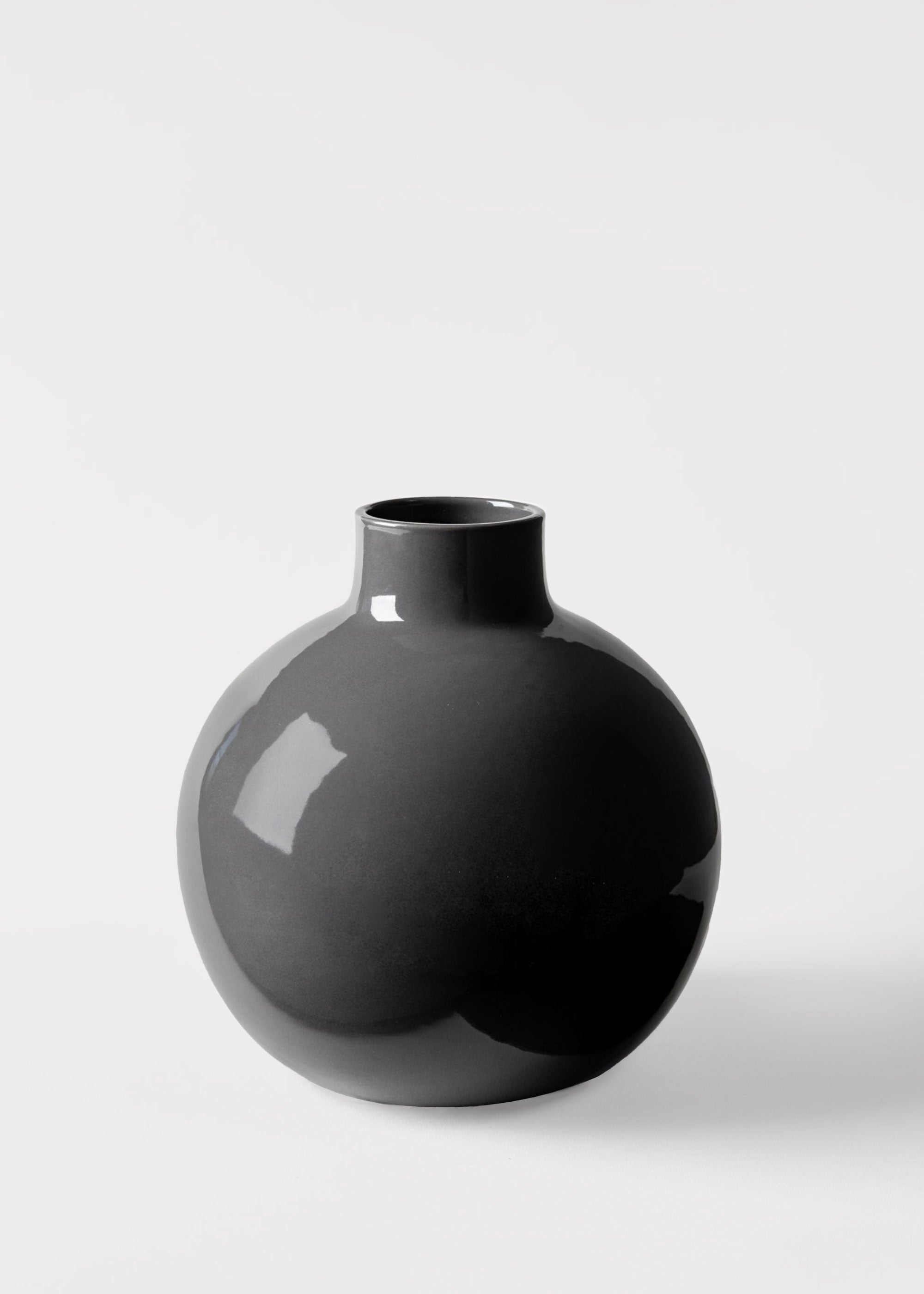 Viralla Small Round Ceramic Glossy Slate Vase for Floral Styling