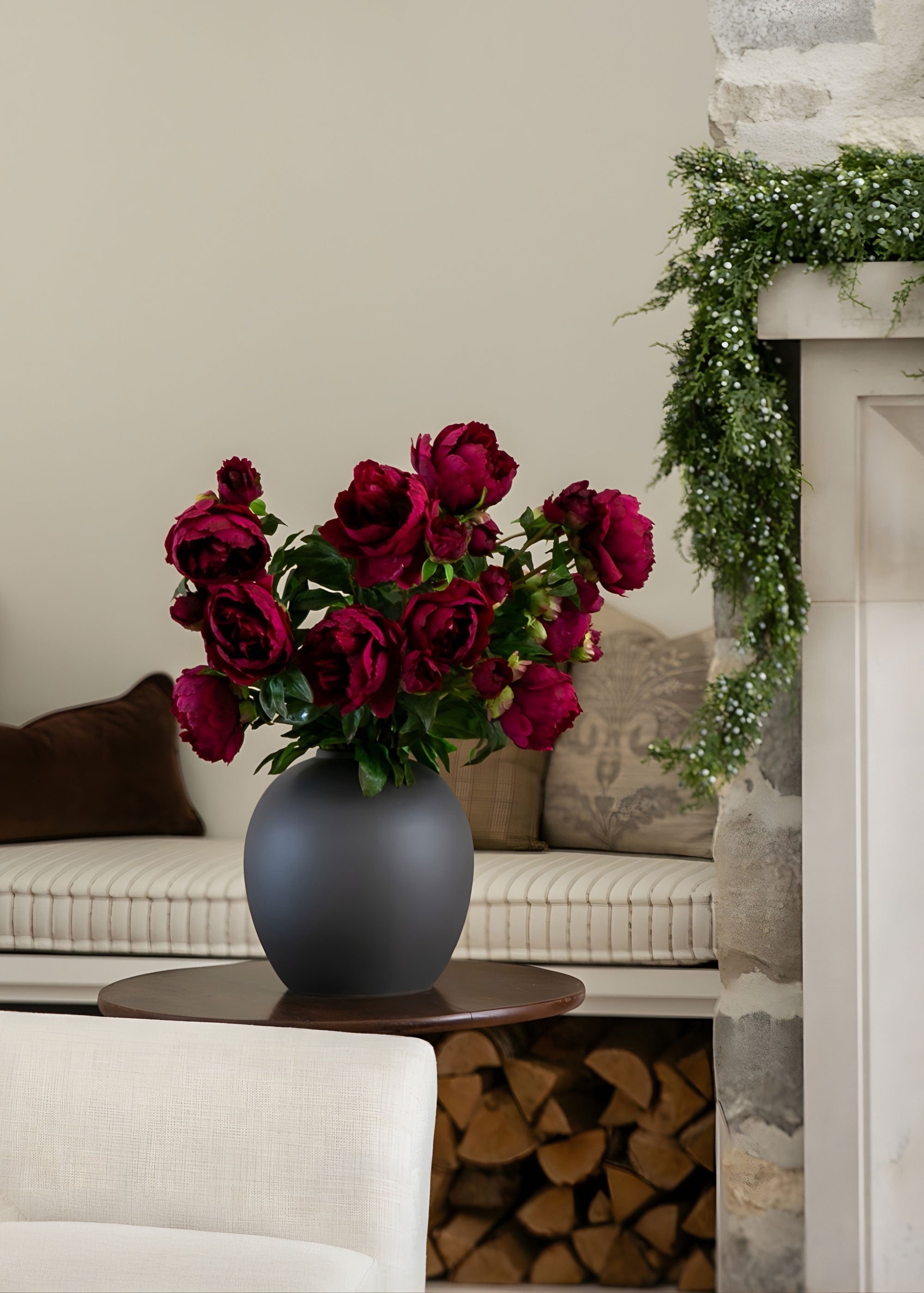 Viralla Edie Stoneware Matte Slate Vase for Floral Styling
