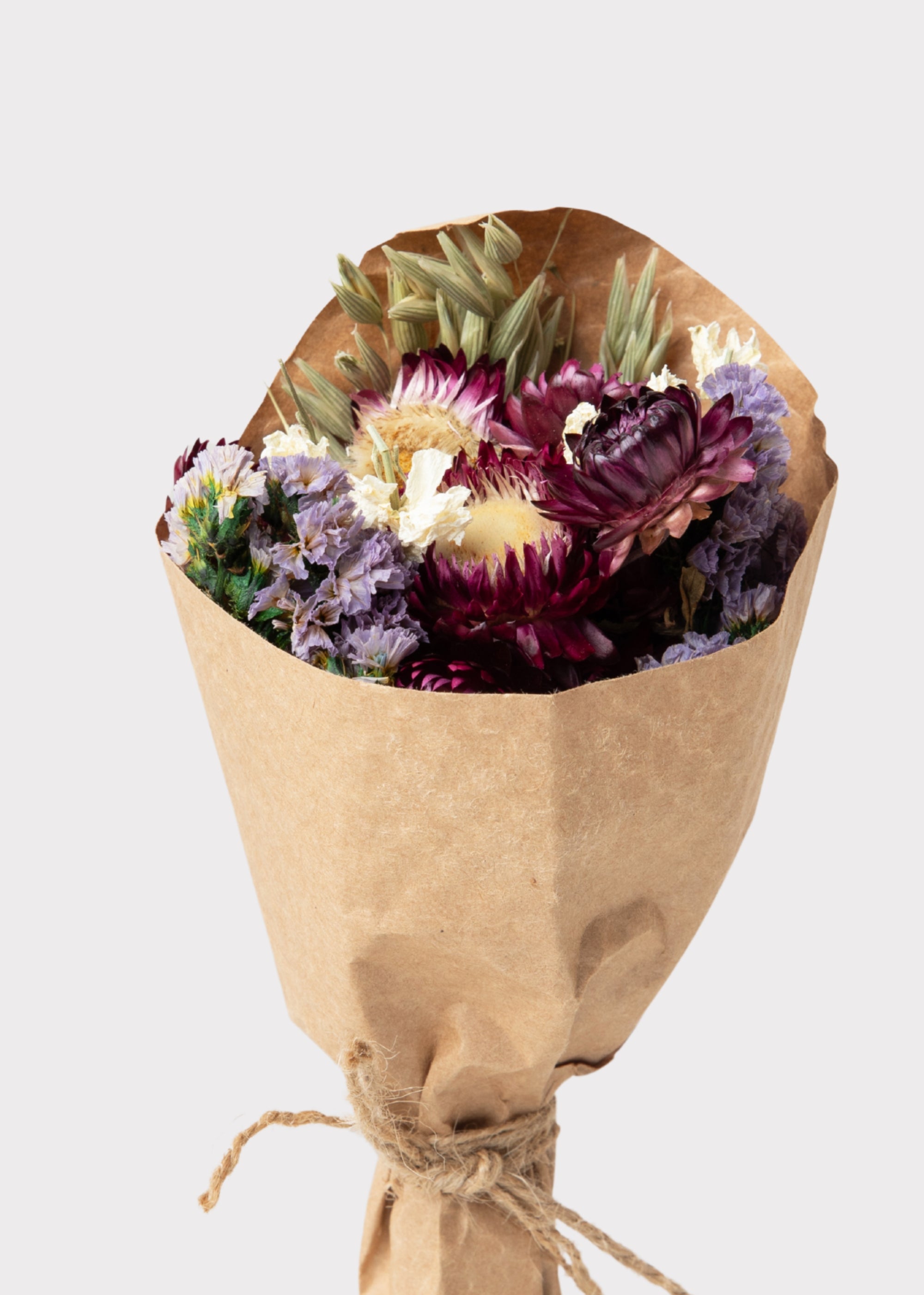 Mini Dried Purple Cream Wildflower Bouquet for Home Styling
