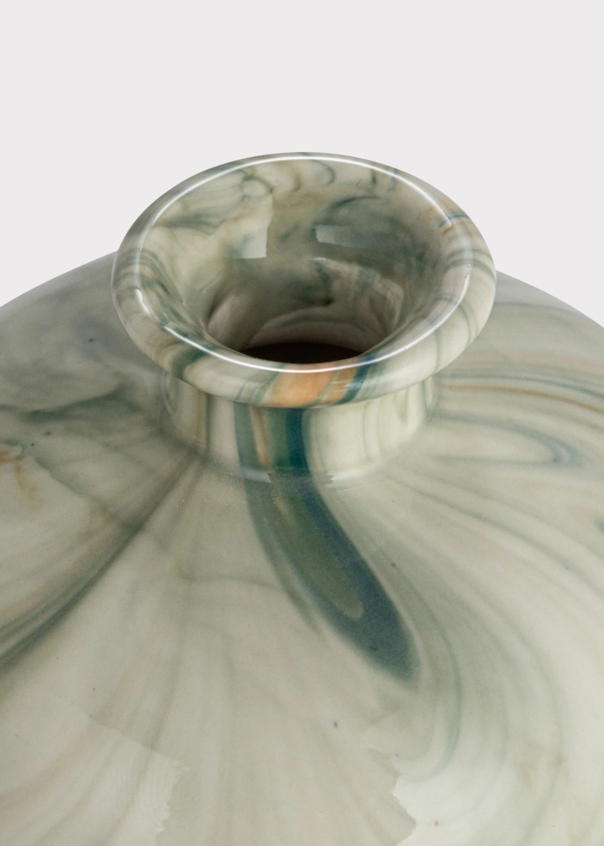 Small Set 3 Marbled Stoneware Glazed Bud Vases for Floral Styling