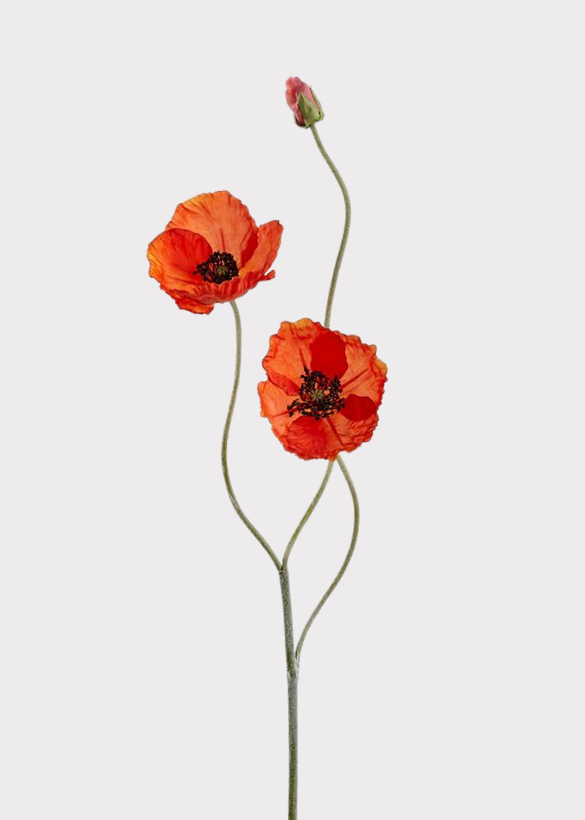 Orange Faux Poppy Stem for Vase Styling