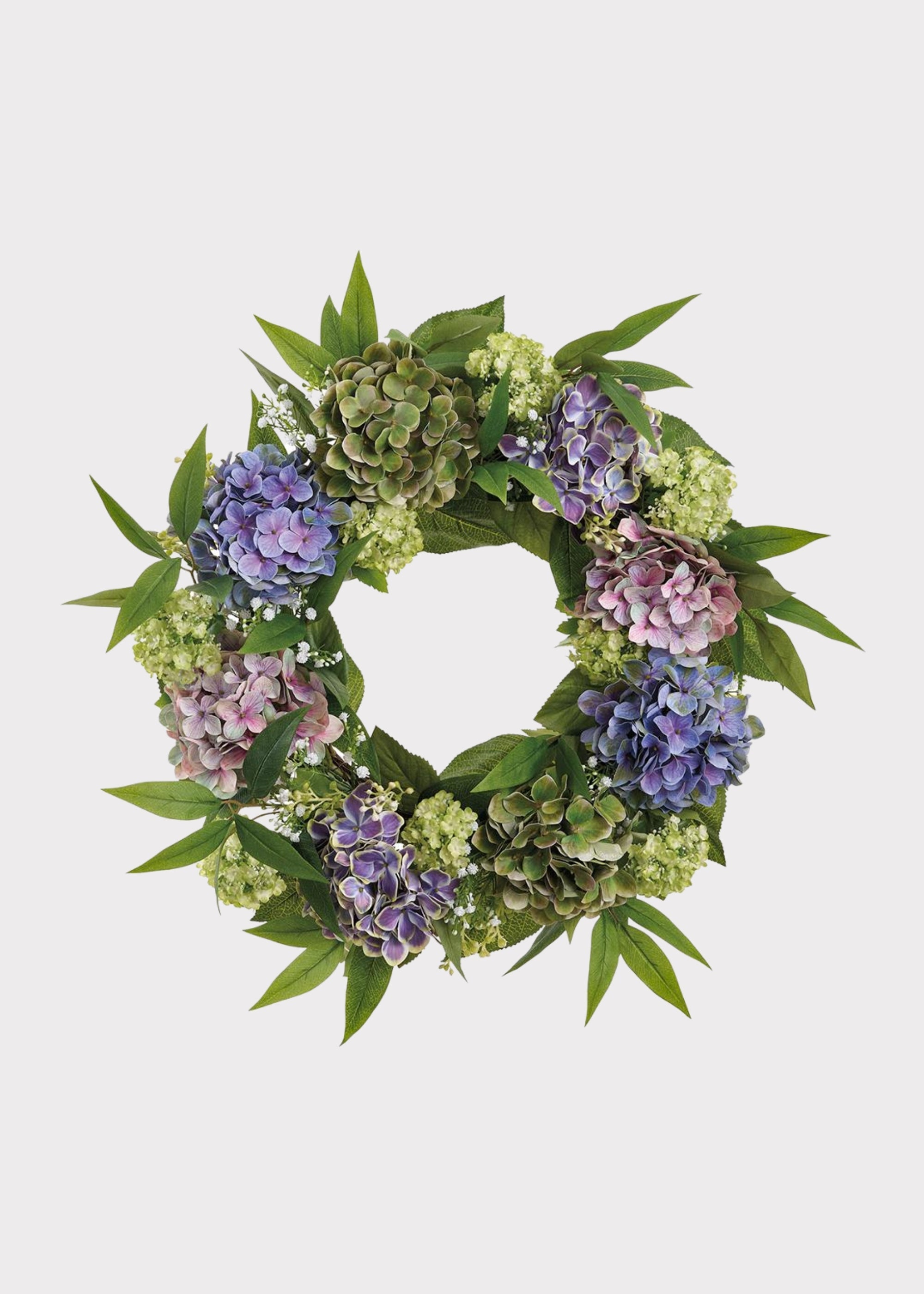 Green Faux Hydrangea Wreath for Door and Wall Decor
