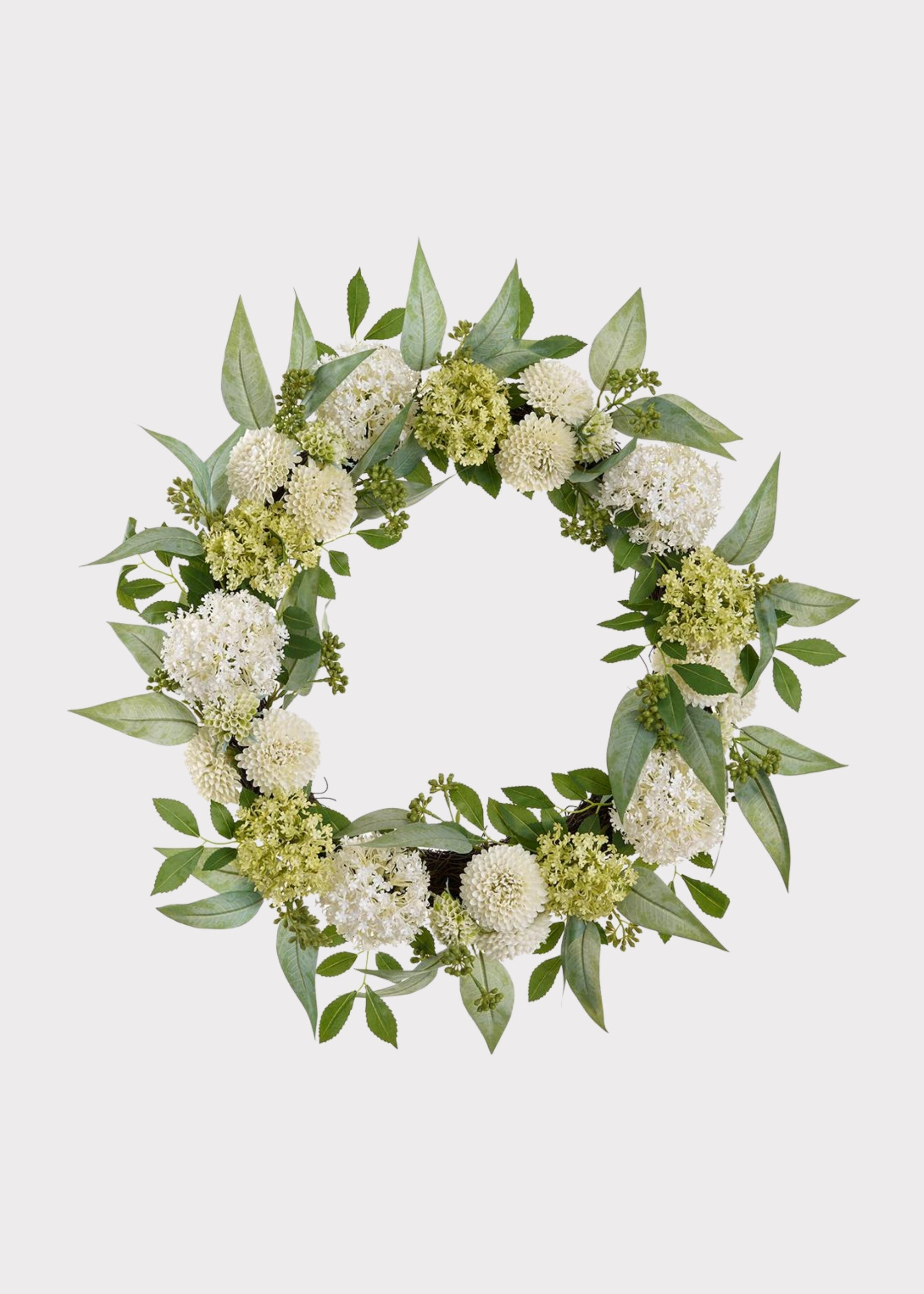 Cream Faux Hydrangea, Mum Wreath for Door and Wall Decor