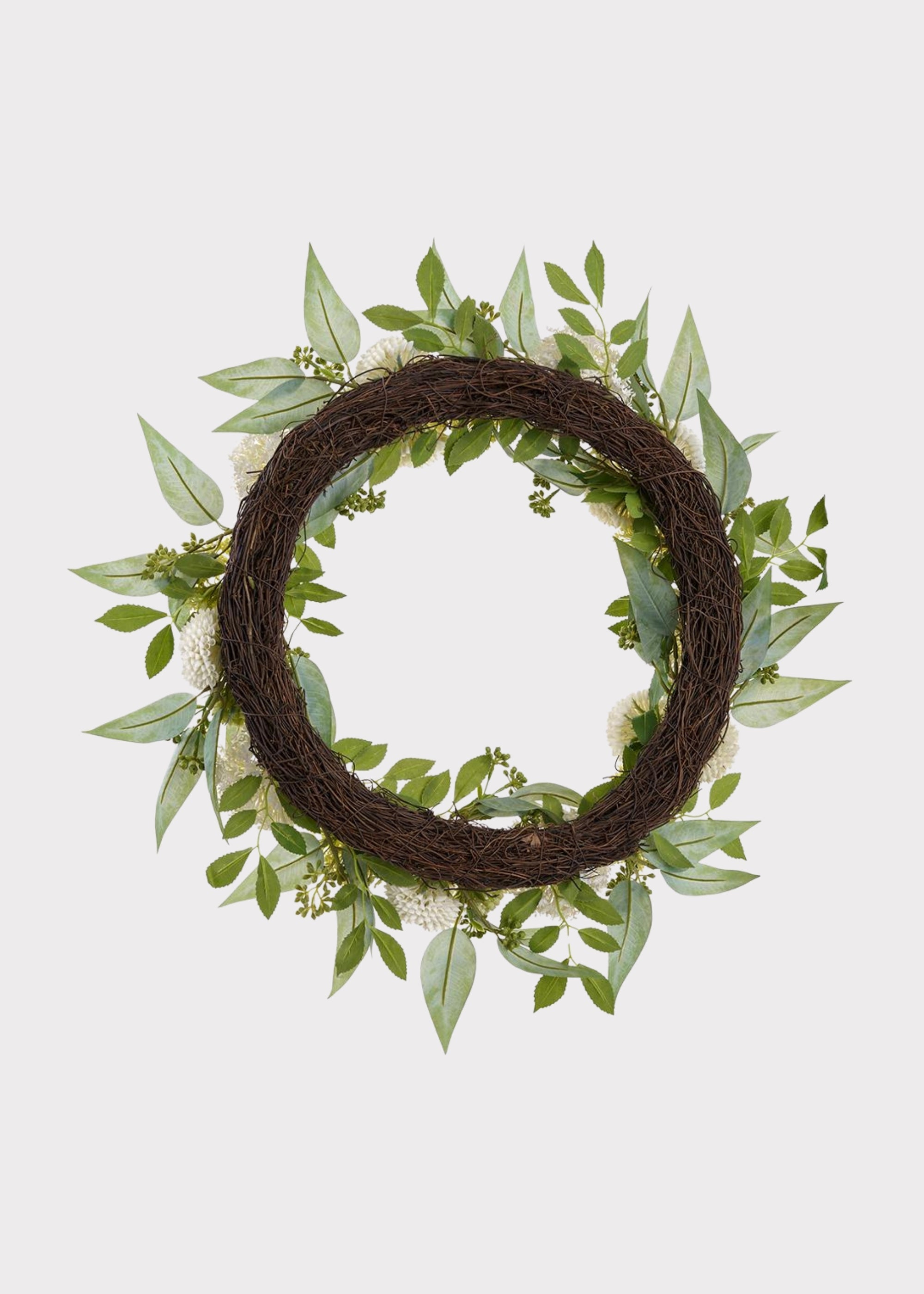 Cream Faux Hydrangea, Mum Wreath for Door and Wall Decor