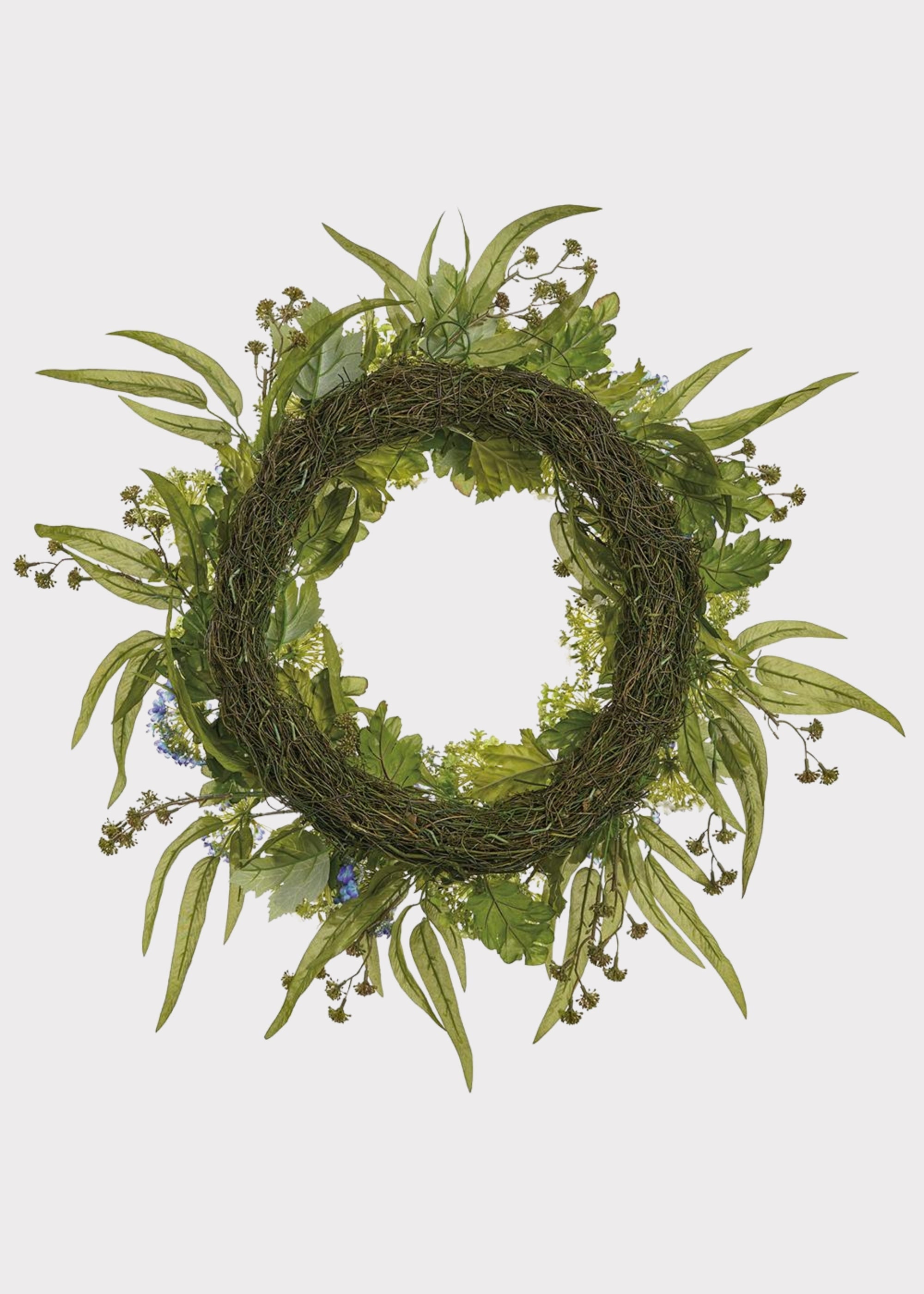 Green Faux Hydrangea, Eucalyptus Wreath for Door and Wall Decor