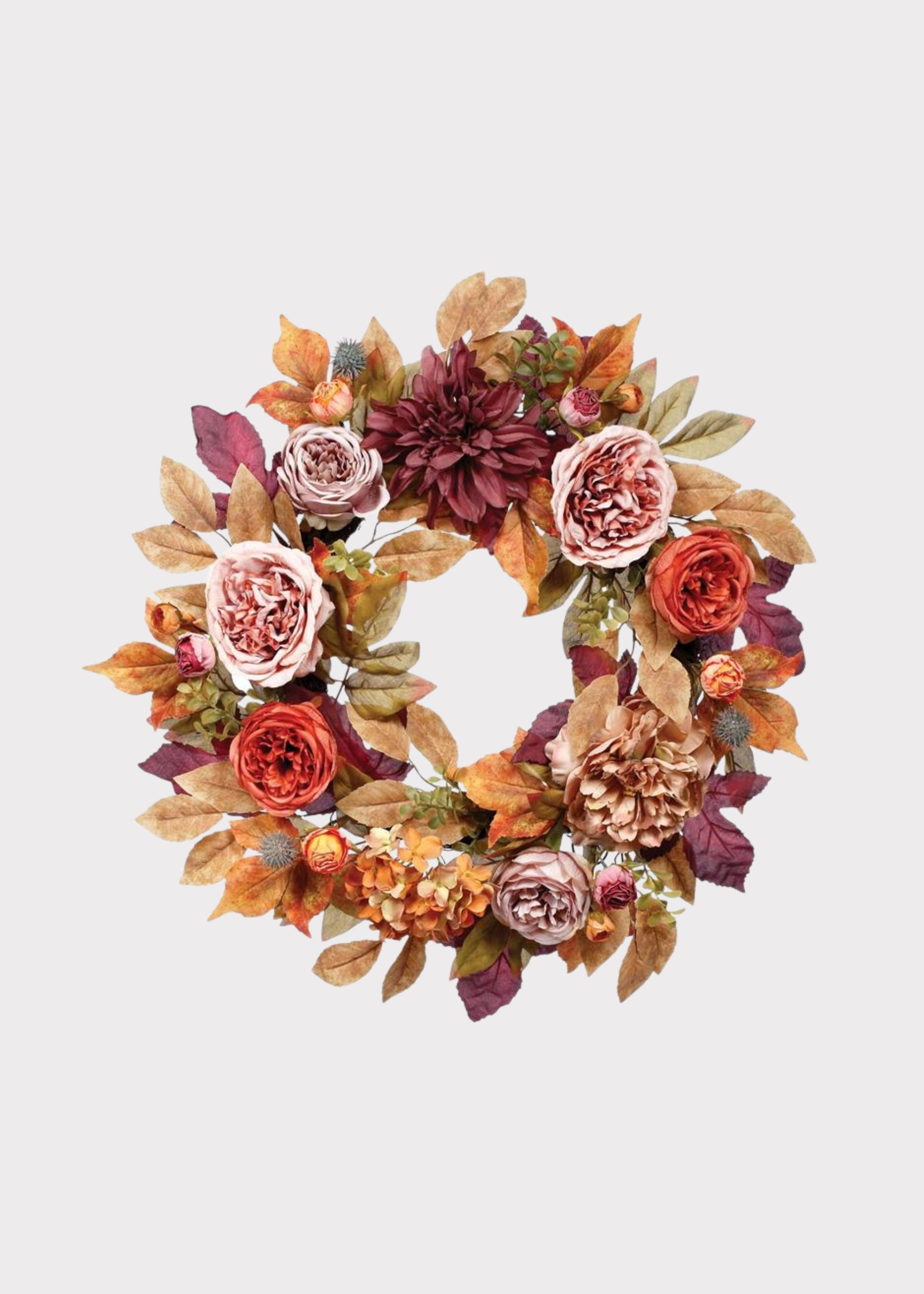Faux Rose, Hydrangea, Peony, Dahlia Wreath for Door and Wall Decor