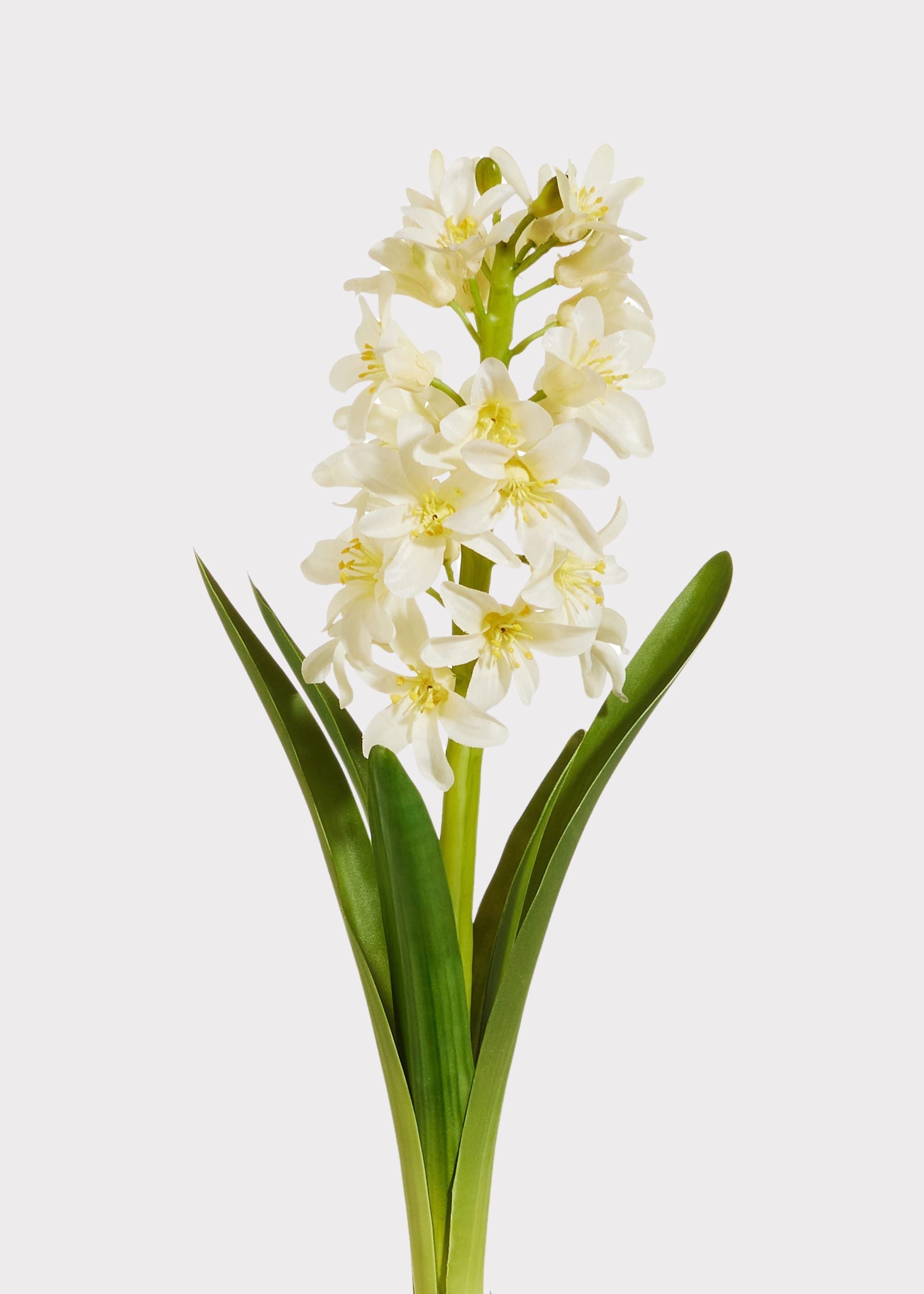 Faux White Blooming Spring Hyacinth Plant for Planters and Shelves