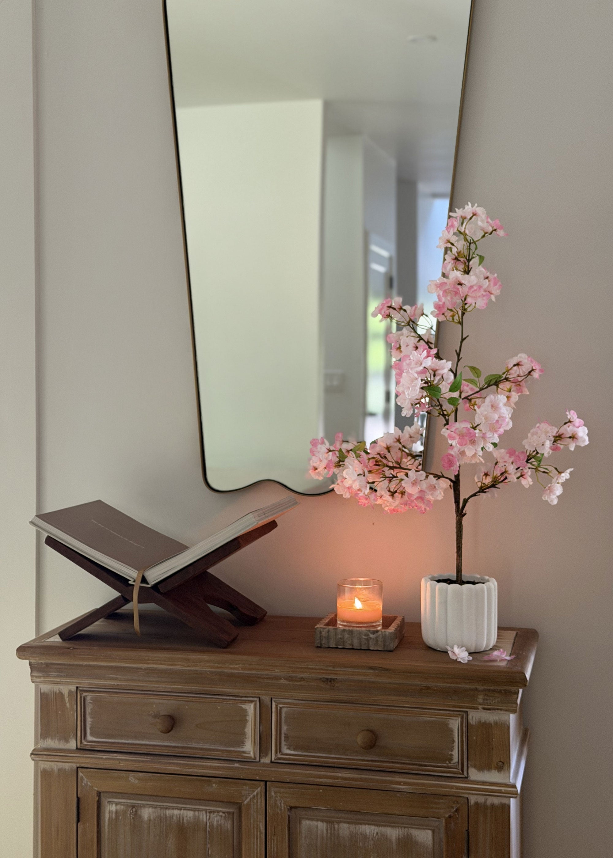 Pink Faux Cherry Blossom Arrangement for Home Decor