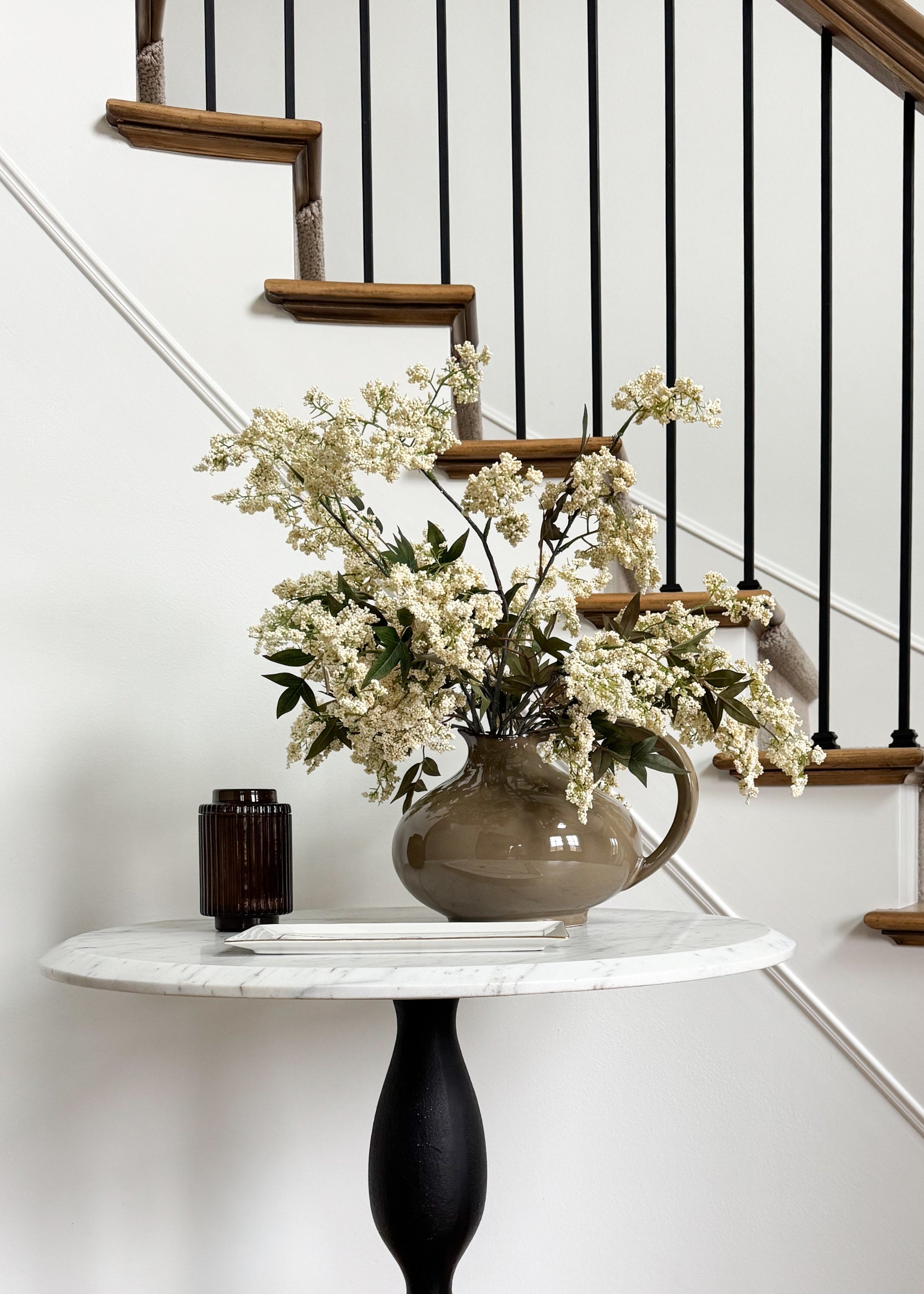 Faux Cream Wild Plum Berry Branch for Seasonal Vase Styling