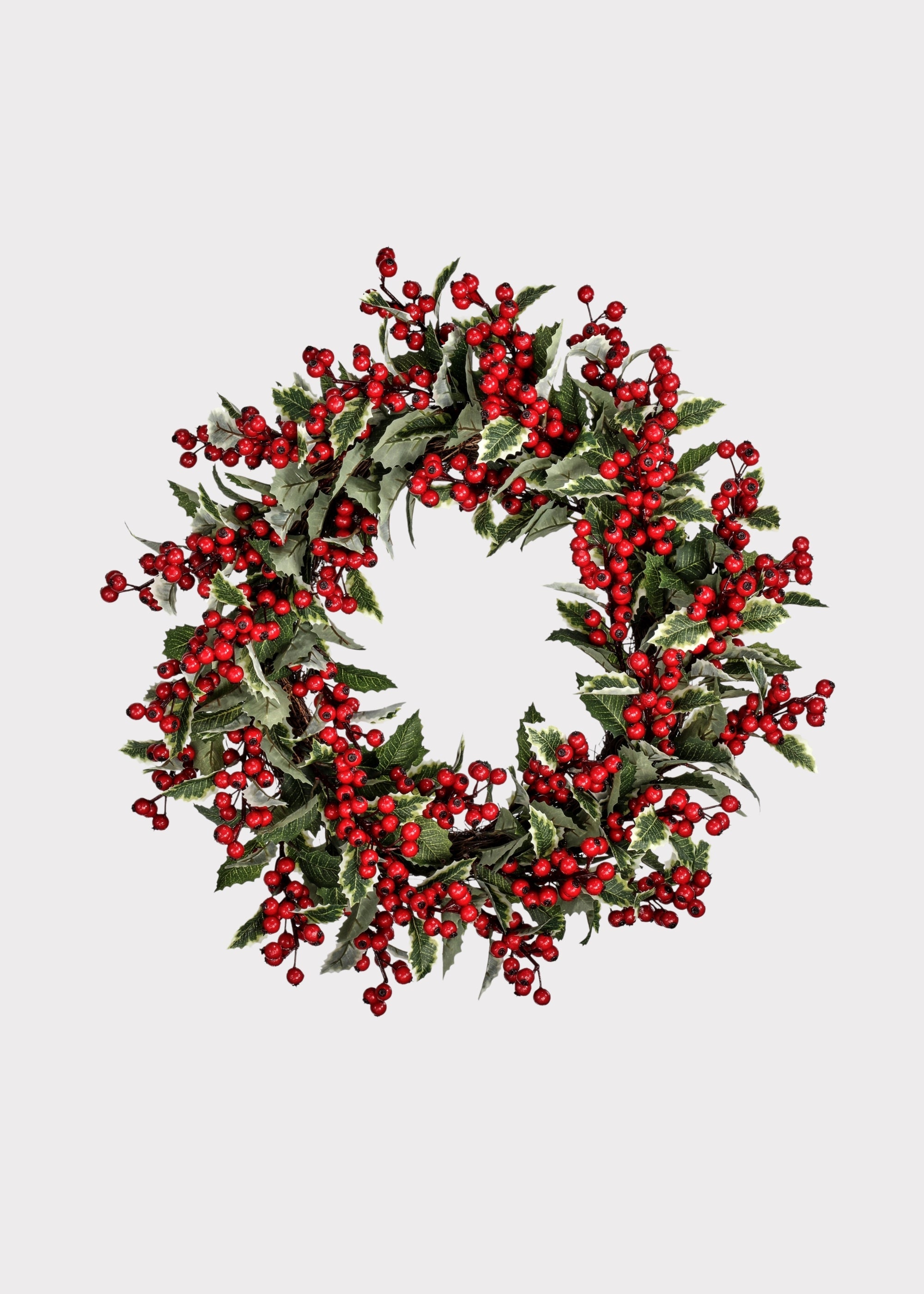 Faux Holly Wreath for Door and Wall Decor