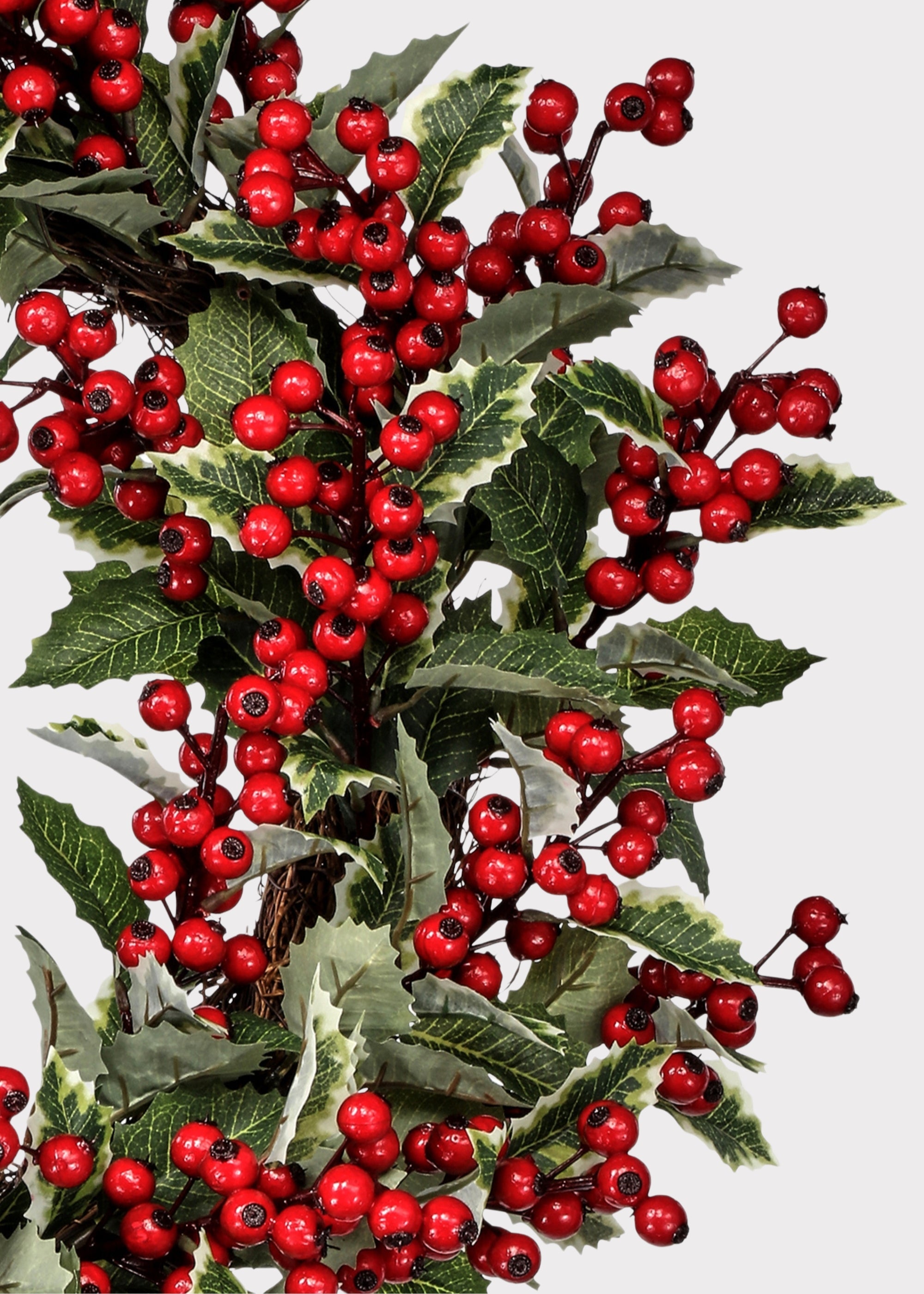 Faux Holly Wreath for Door and Wall Decor