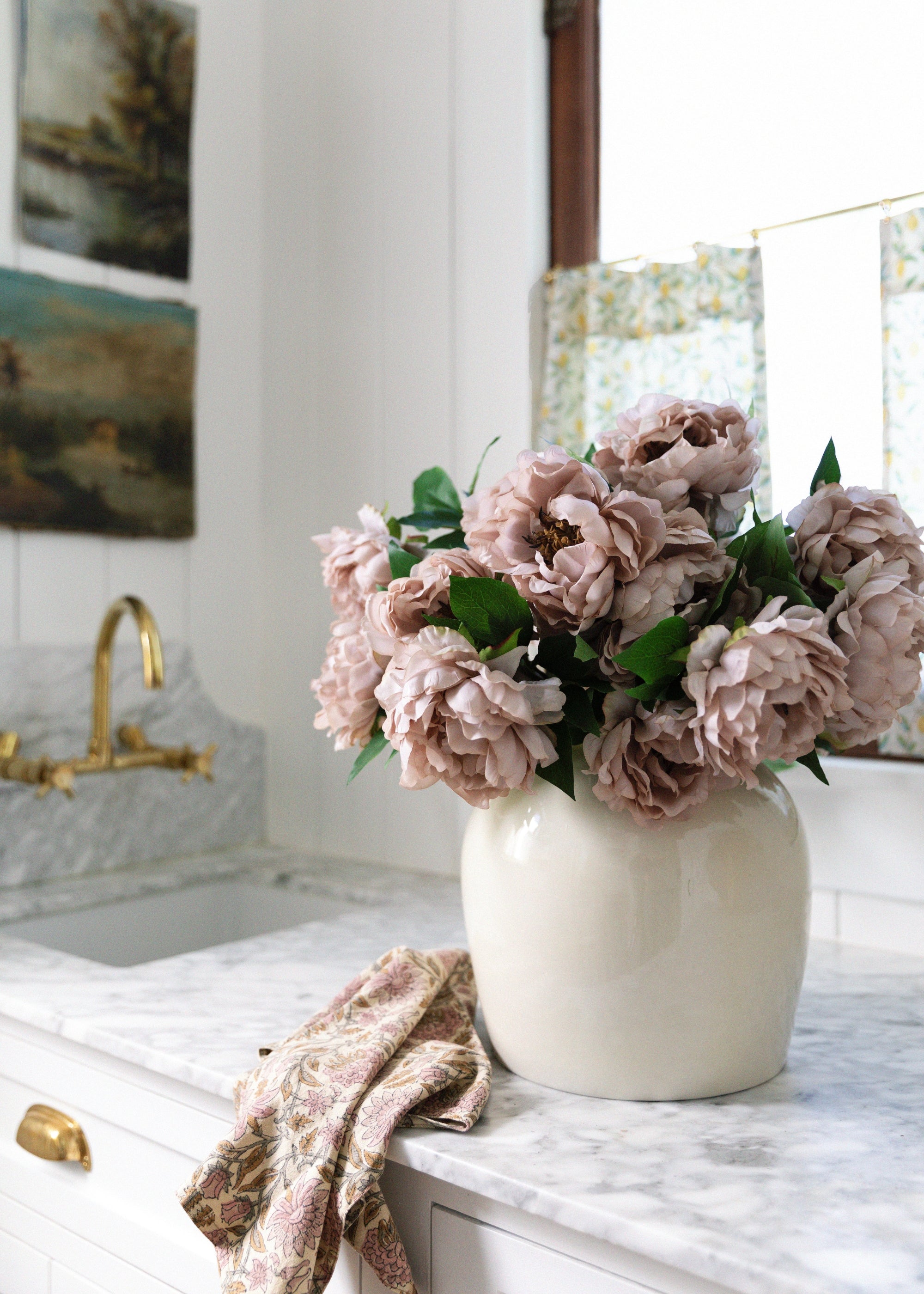 Mauve Faux Peony Stem for Vase and Wedding Styling