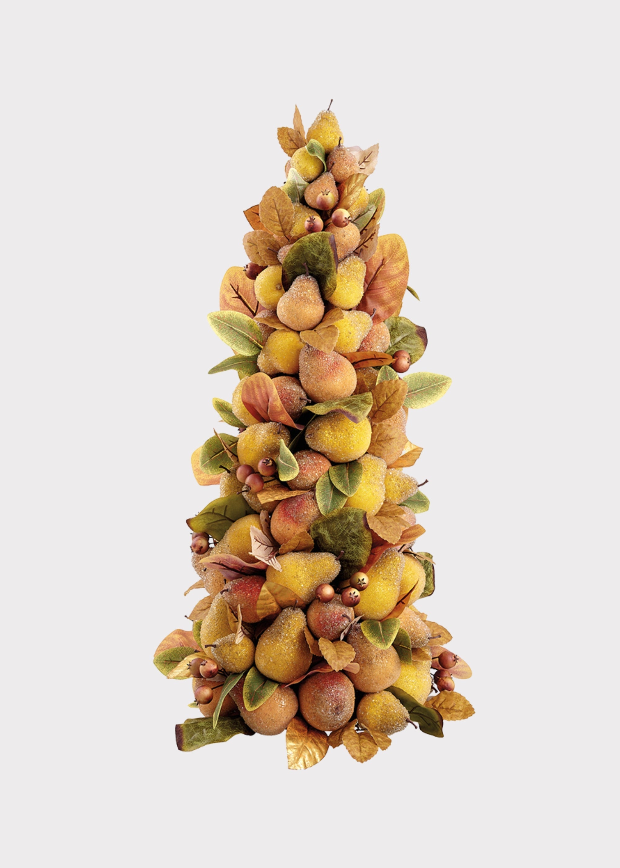 Yellow Beaded Pear Fruit Topiary Holiday Tabletop Decor for Home Styling