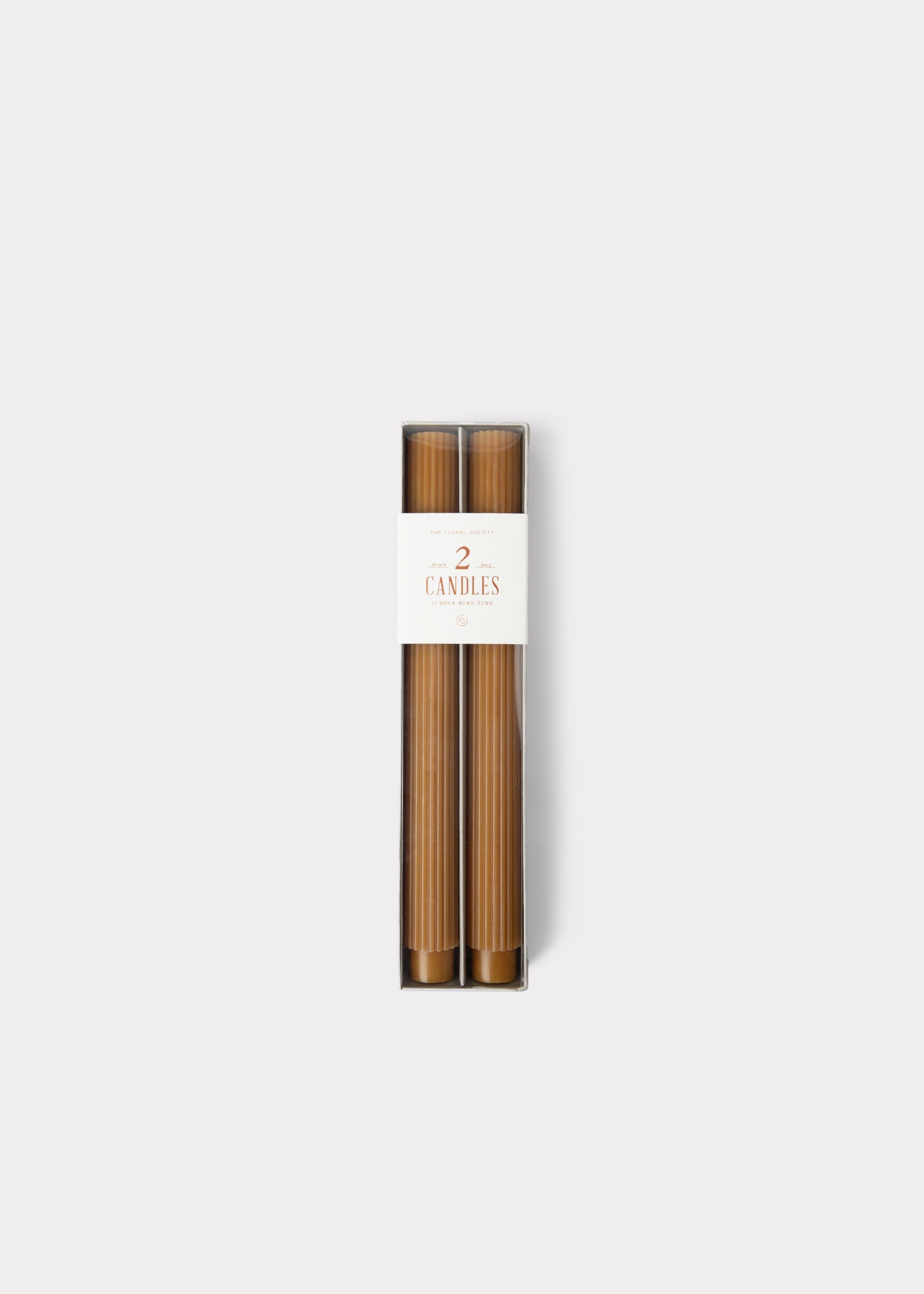 Set 2 Ribbed Taper Candles Caramel Hue for Tabletop Styling