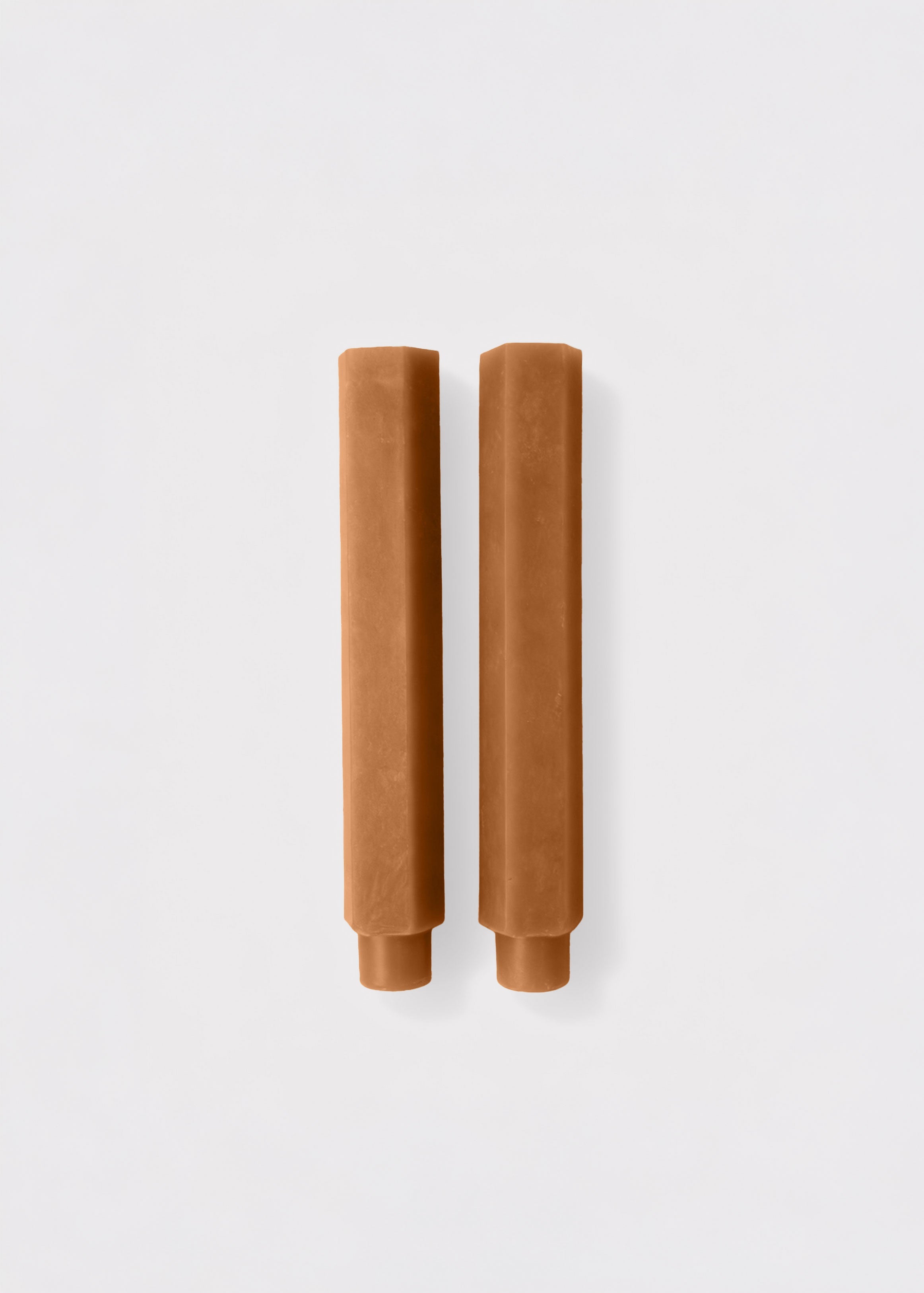 Set 2 Hexagon Taper Candles Caramel Hue for Tabletop Styling