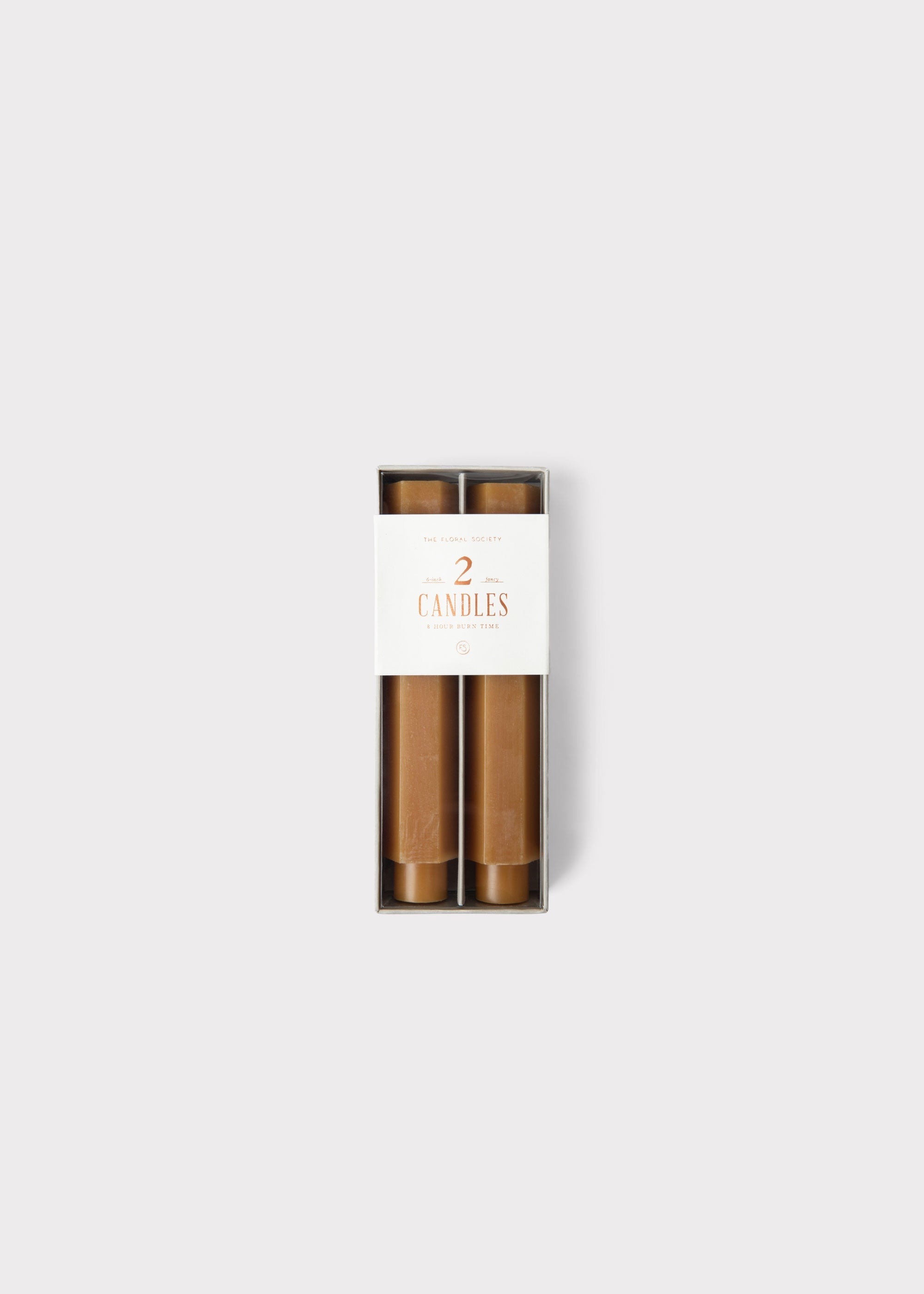Set 2 Hexagon Taper Candles Caramel Hue for Tabletop Styling