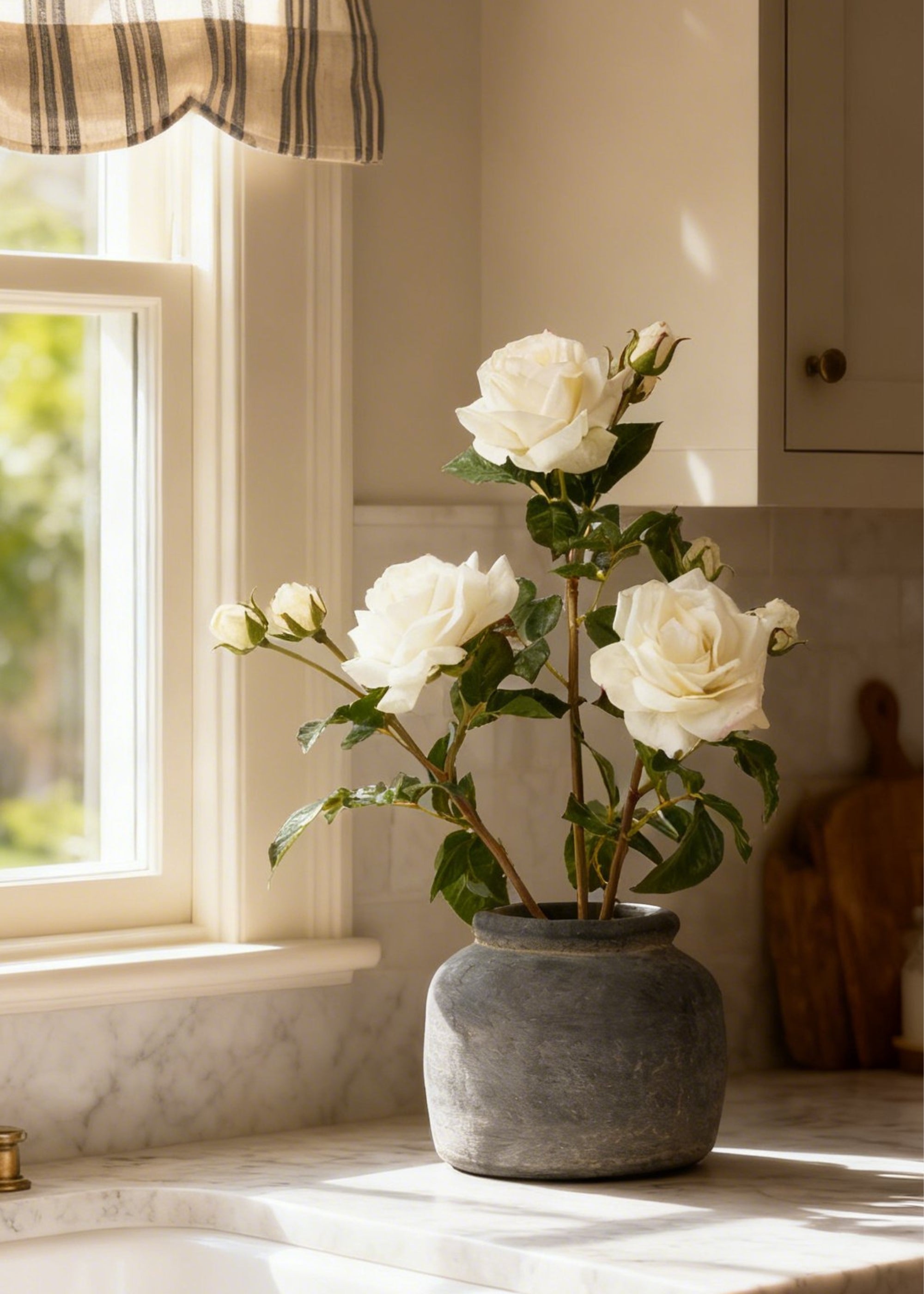 White Real Touch Rose Stem for Vase and Wedding Styling