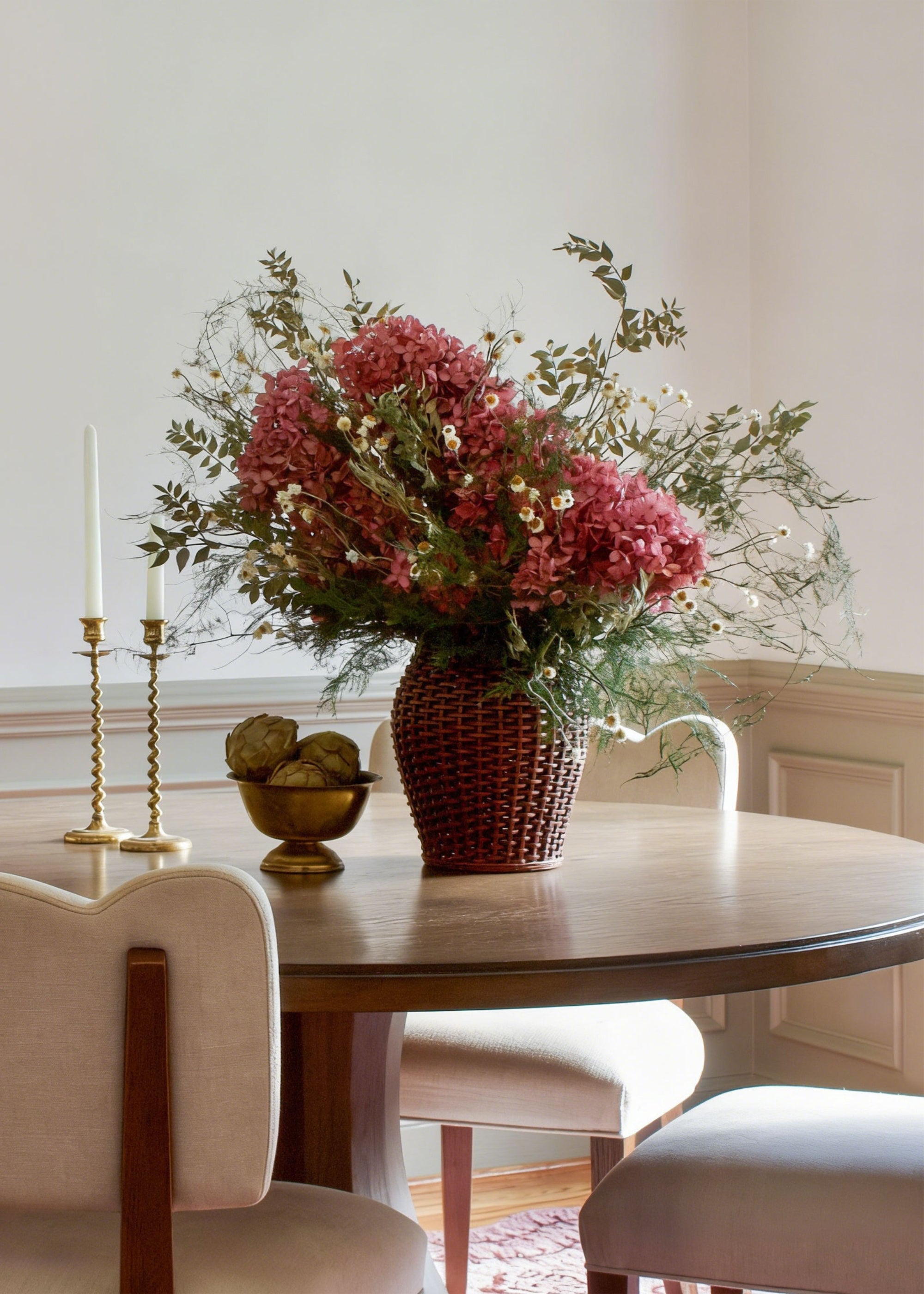 Mauve Faux Hydrangea Stem for Vase and Wedding Styling