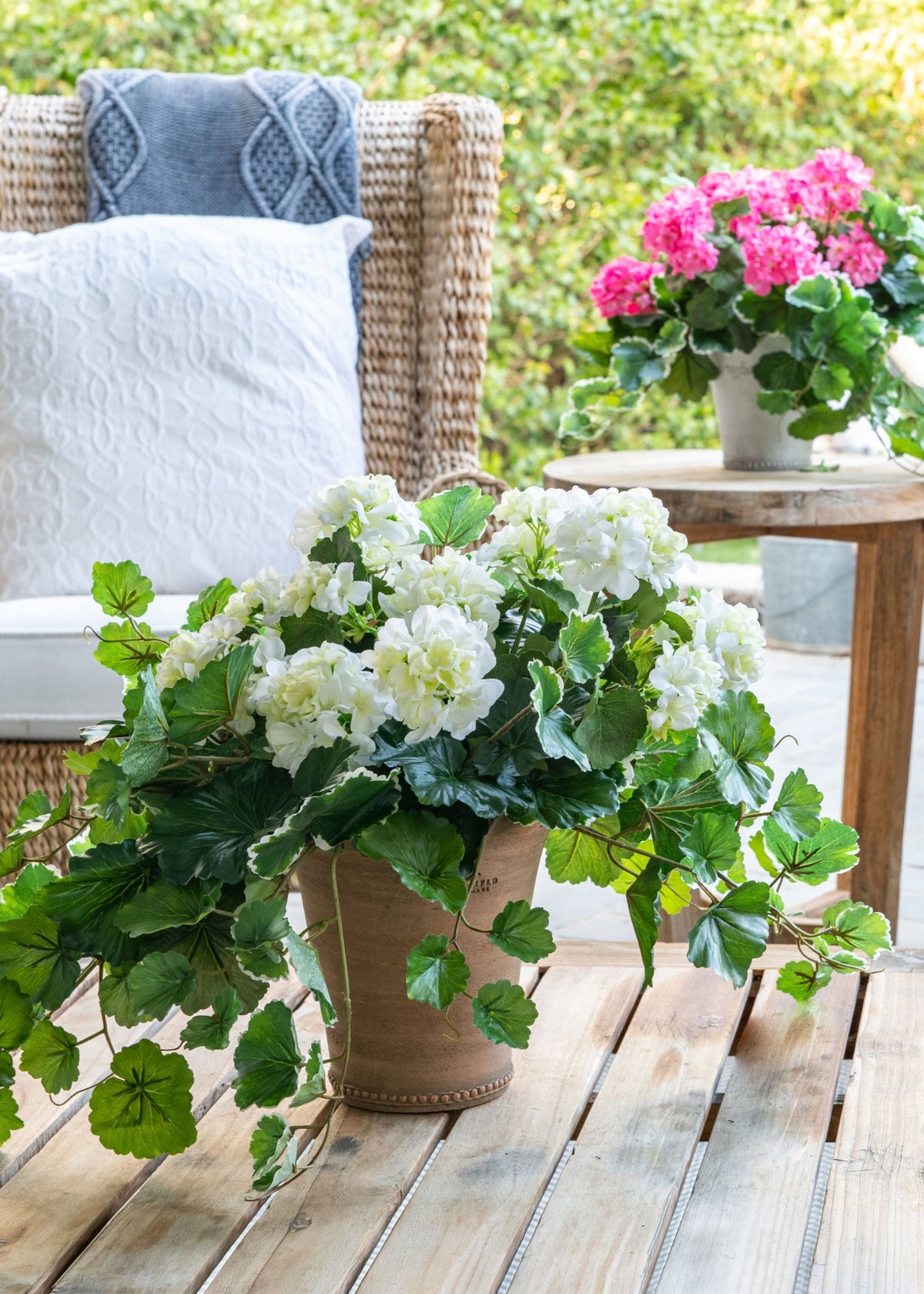 Faux Outdoor | Water Resistant Outdoor Geranium Bush for Vase Styling
