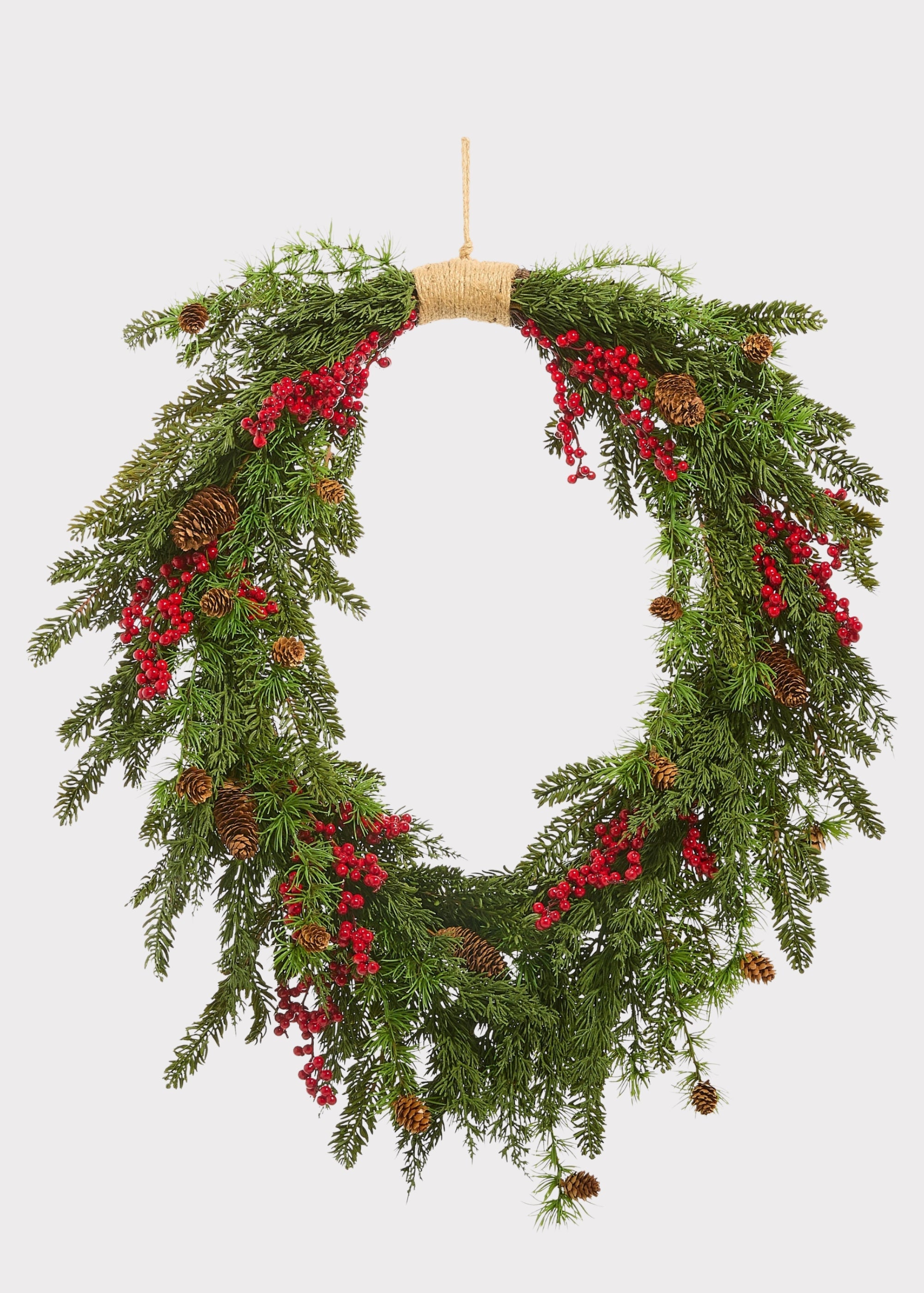 Red Faux Cedar Wreath for Door and Wall Decor