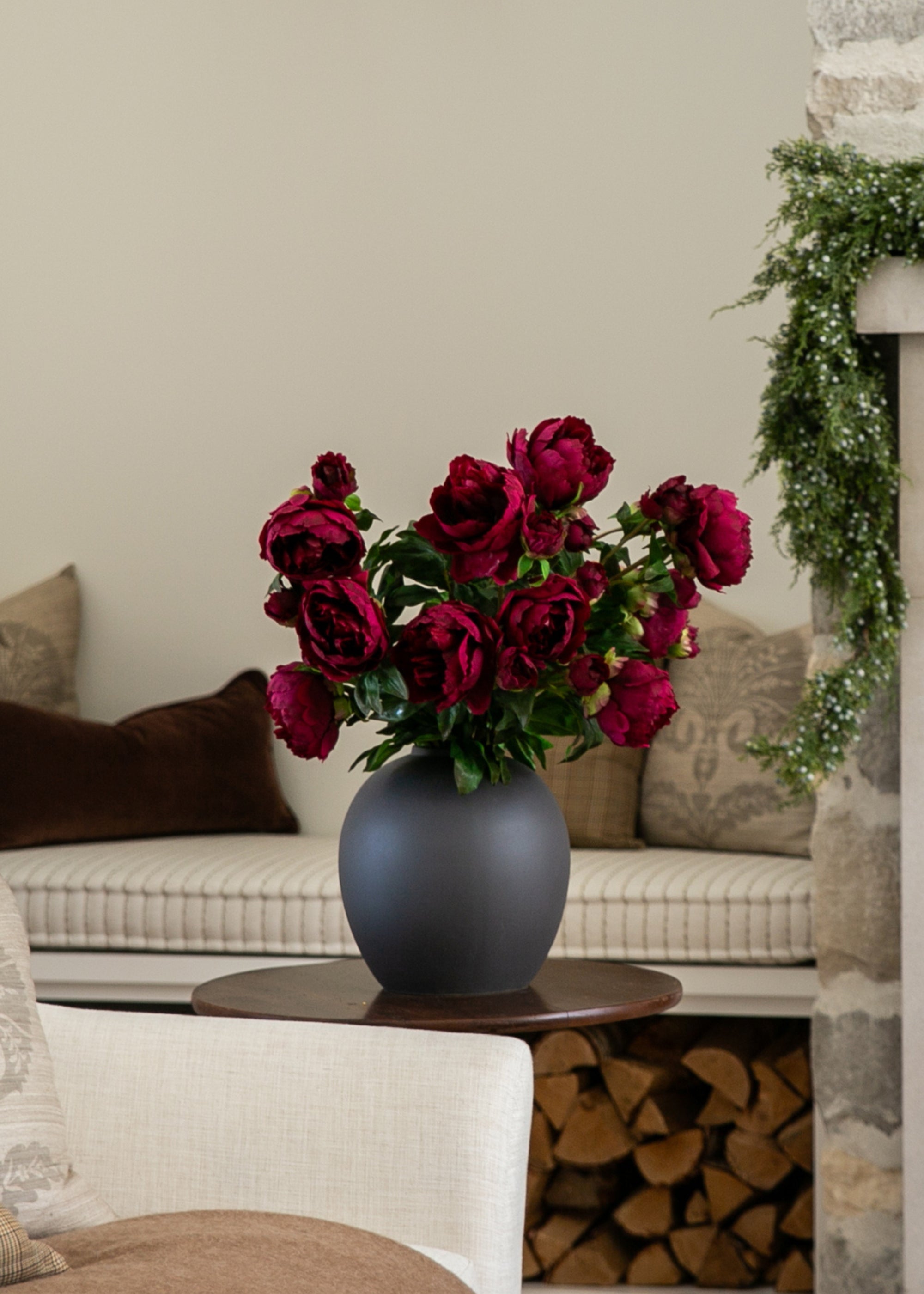 Plum Real Touch Peony Stem for Seasonal Vase Styling