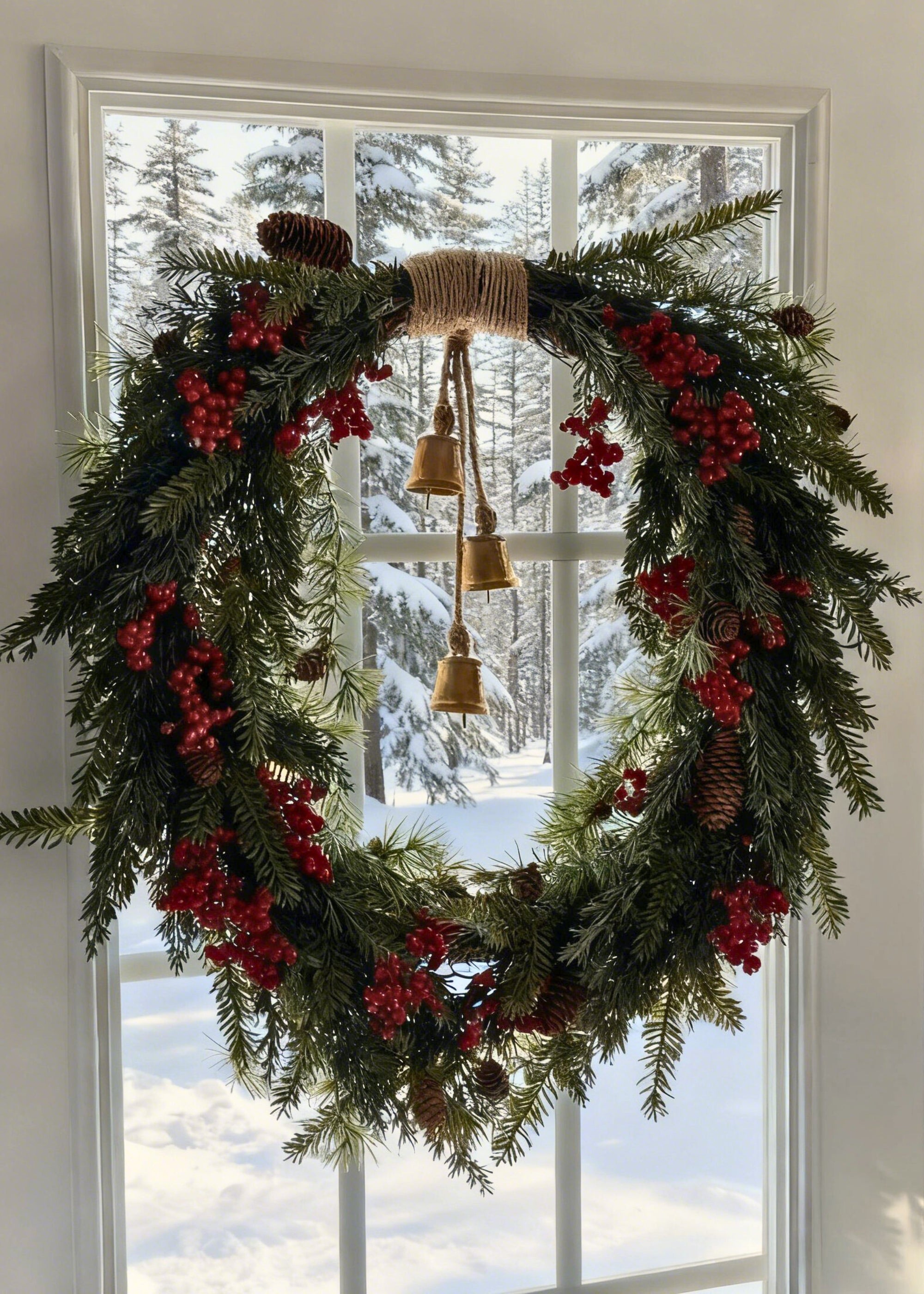 Red Faux Cedar Wreath for Door and Wall Decor