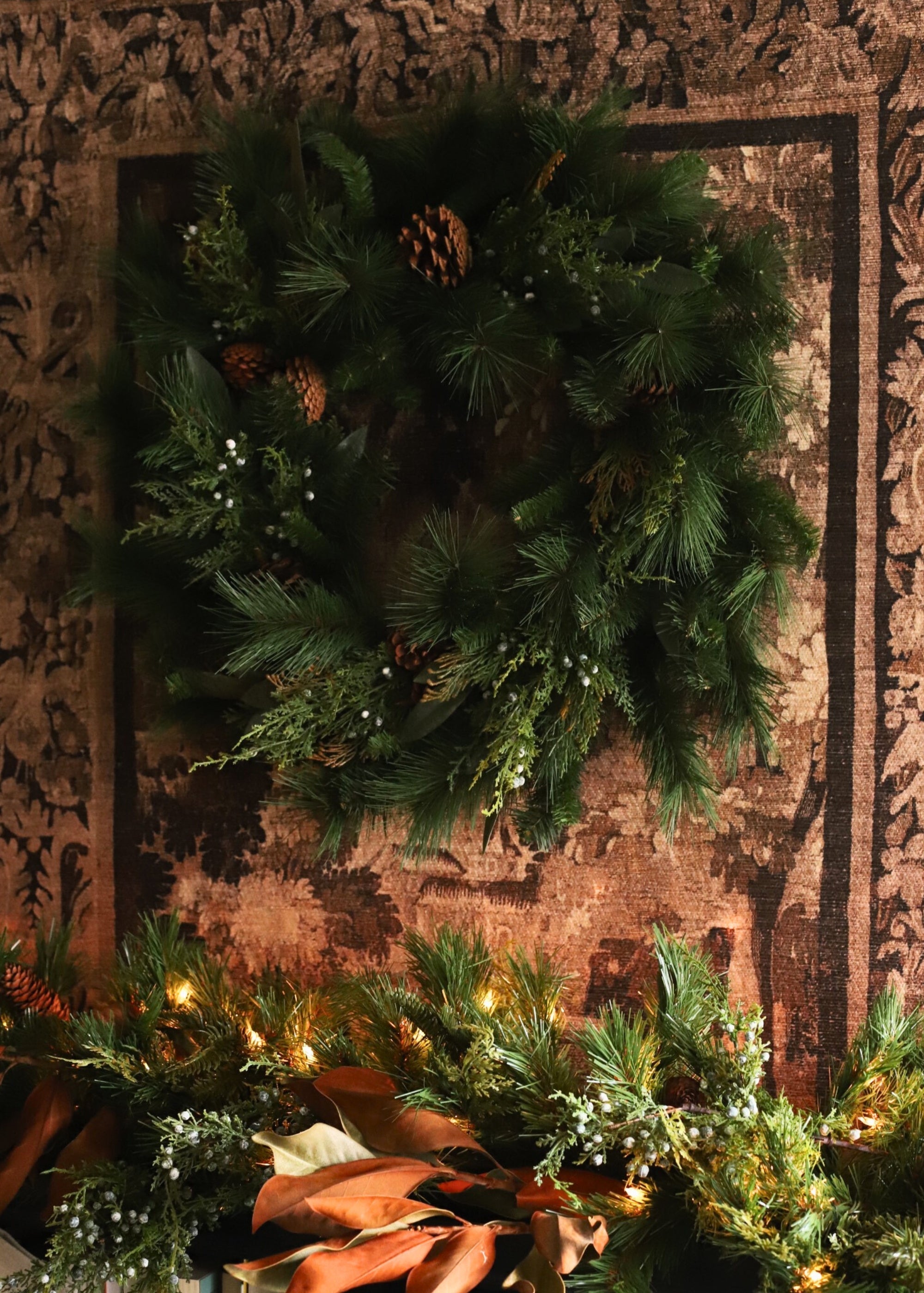Faux Cedar, Juniper Wreath for Door and Wall Decor