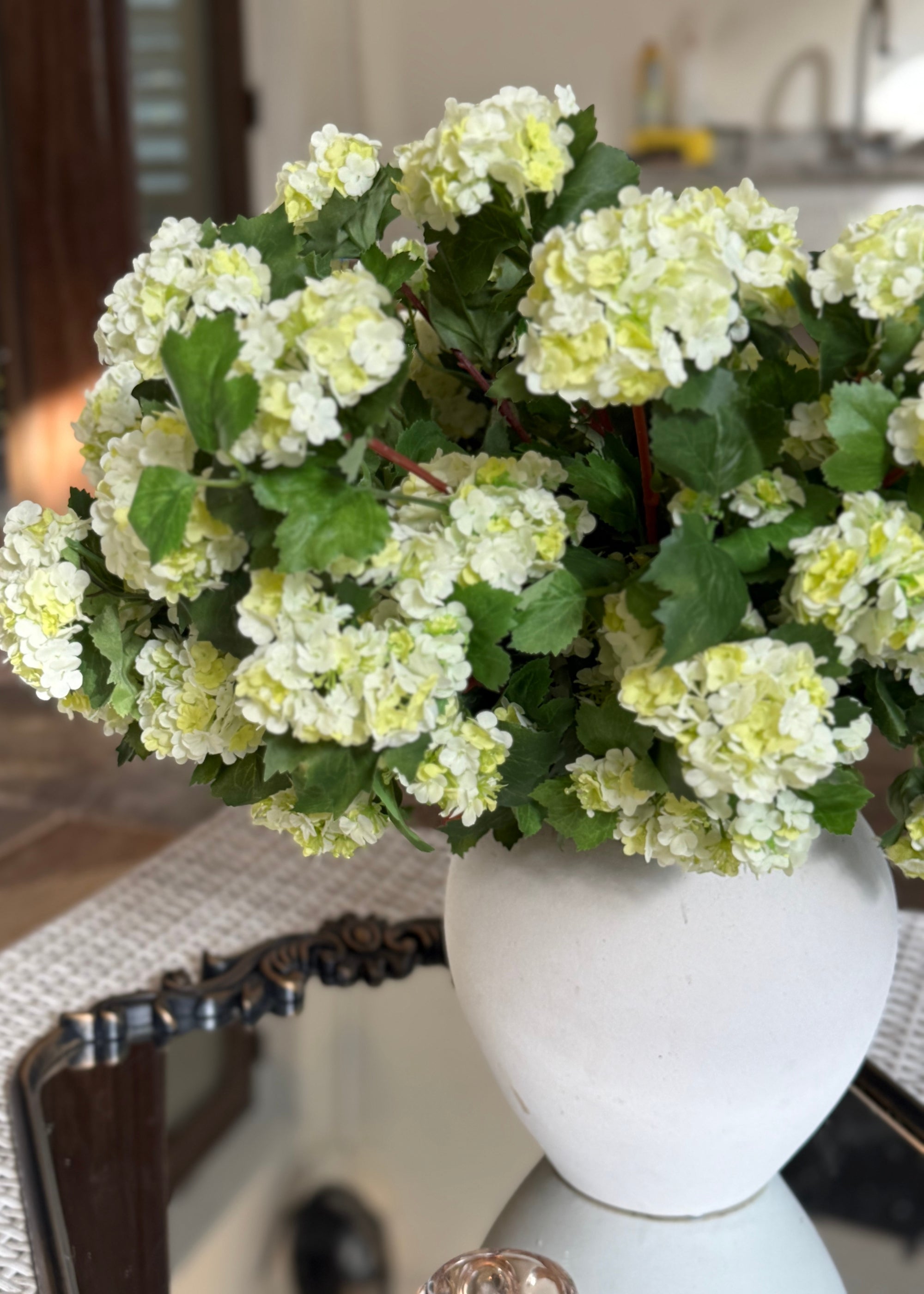 Green Faux Hydrangea Bush for Vase Styling