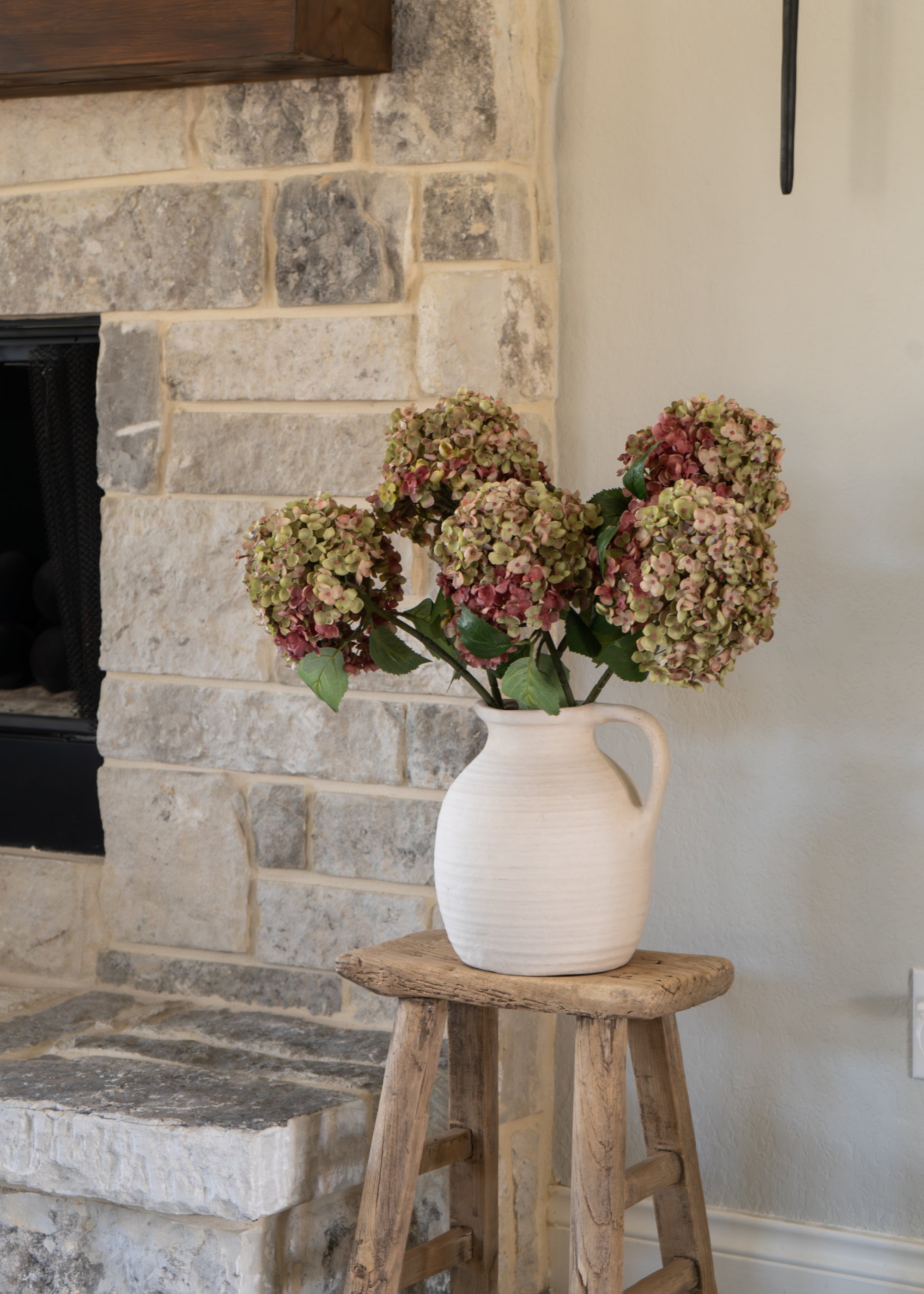 Mauve Faux Hydrangea Stem for Seasonal Vase Styling