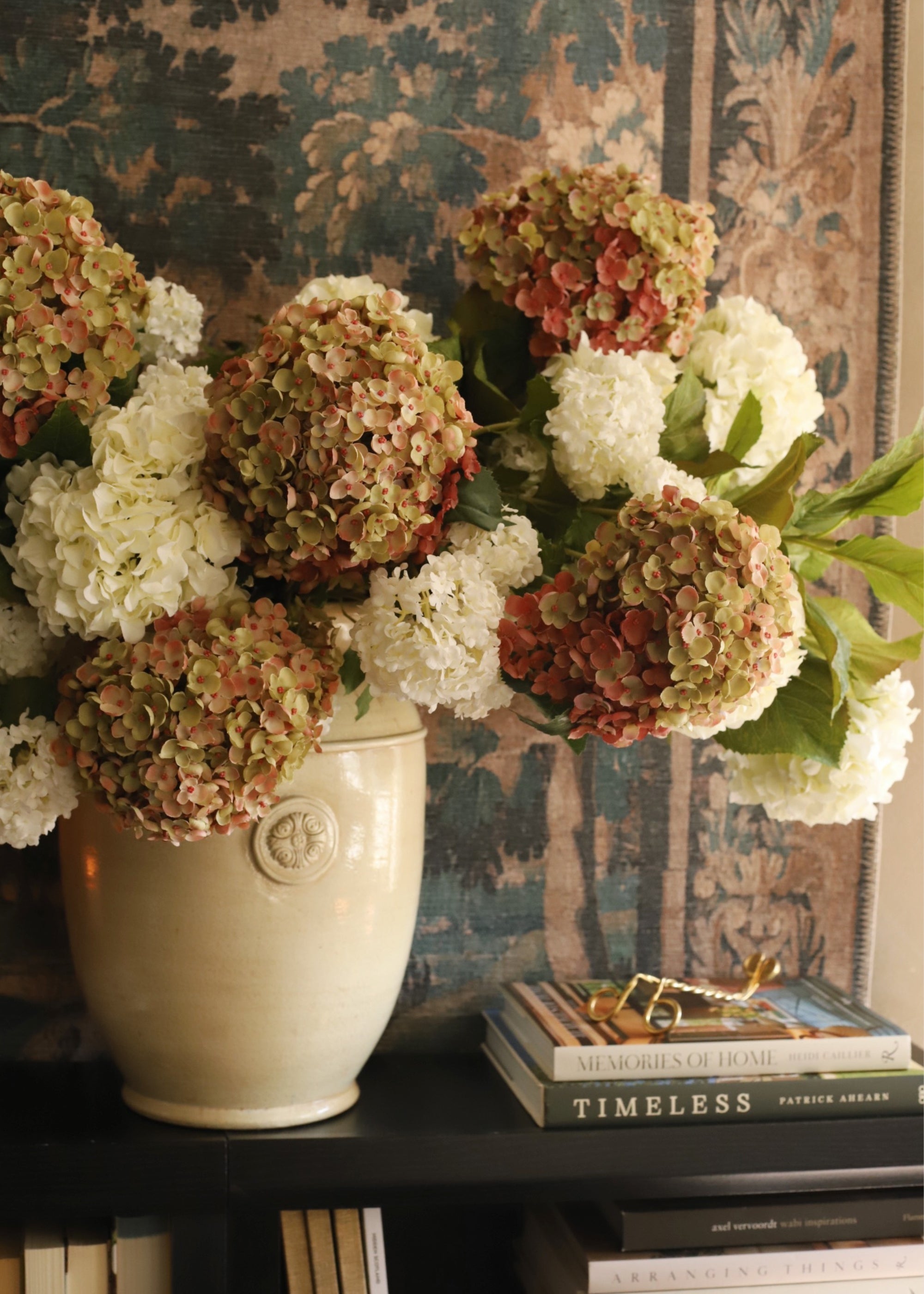 Mauve Faux Hydrangea Stem for Seasonal Vase Styling