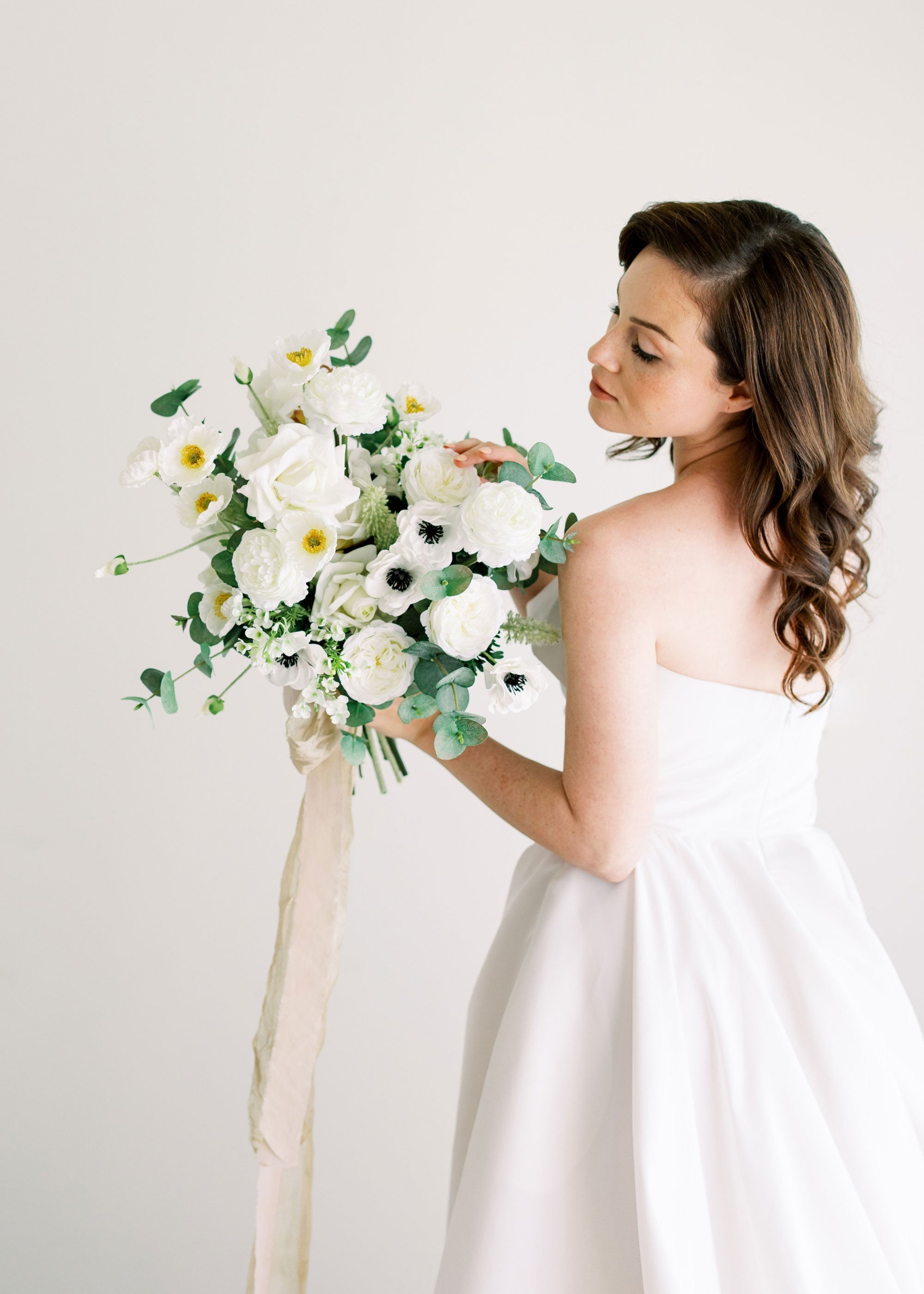 White Real Touch Rose Stem for Vase and Wedding Styling