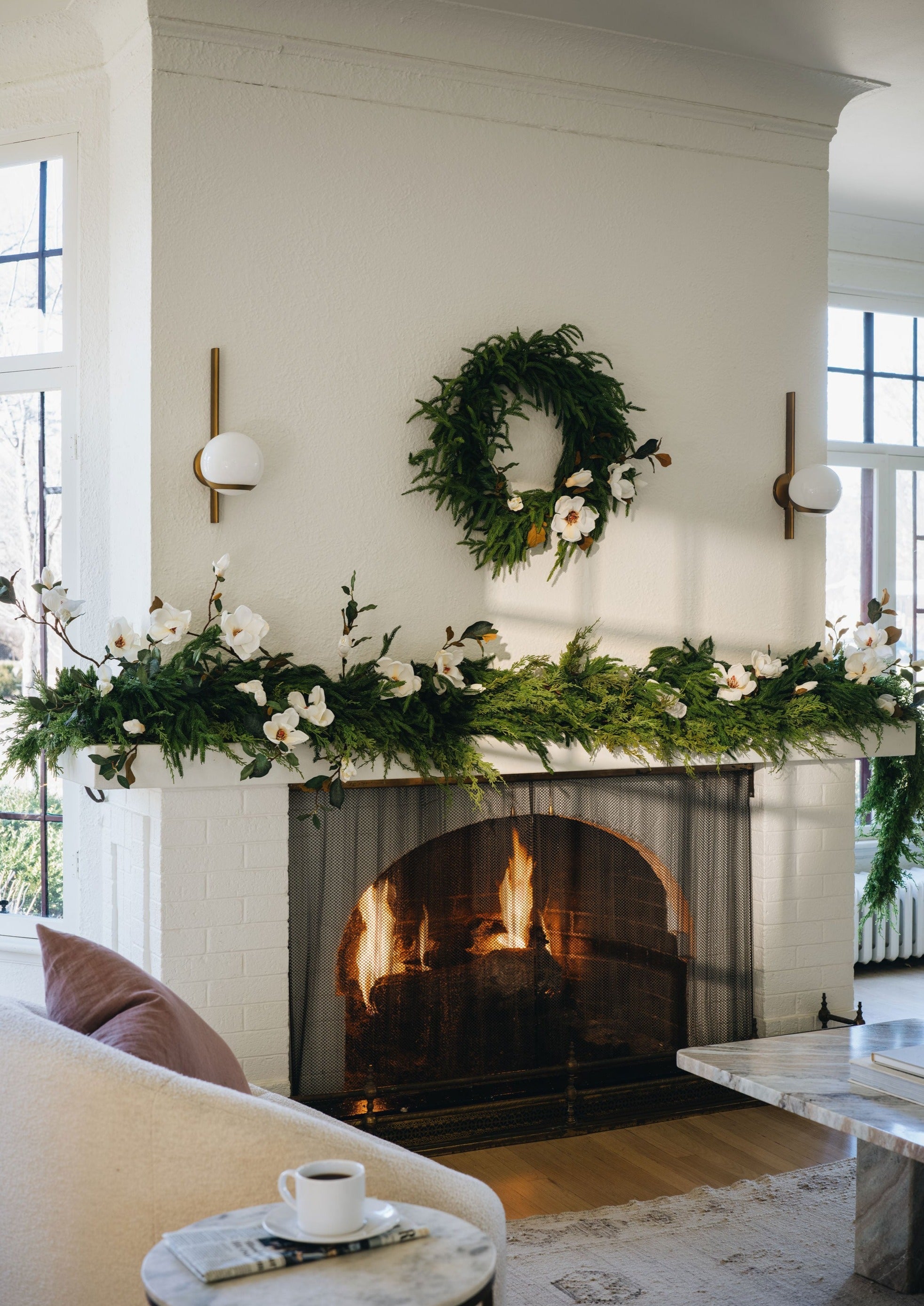 Cream Faux Magnolia Branch for Vase Styling