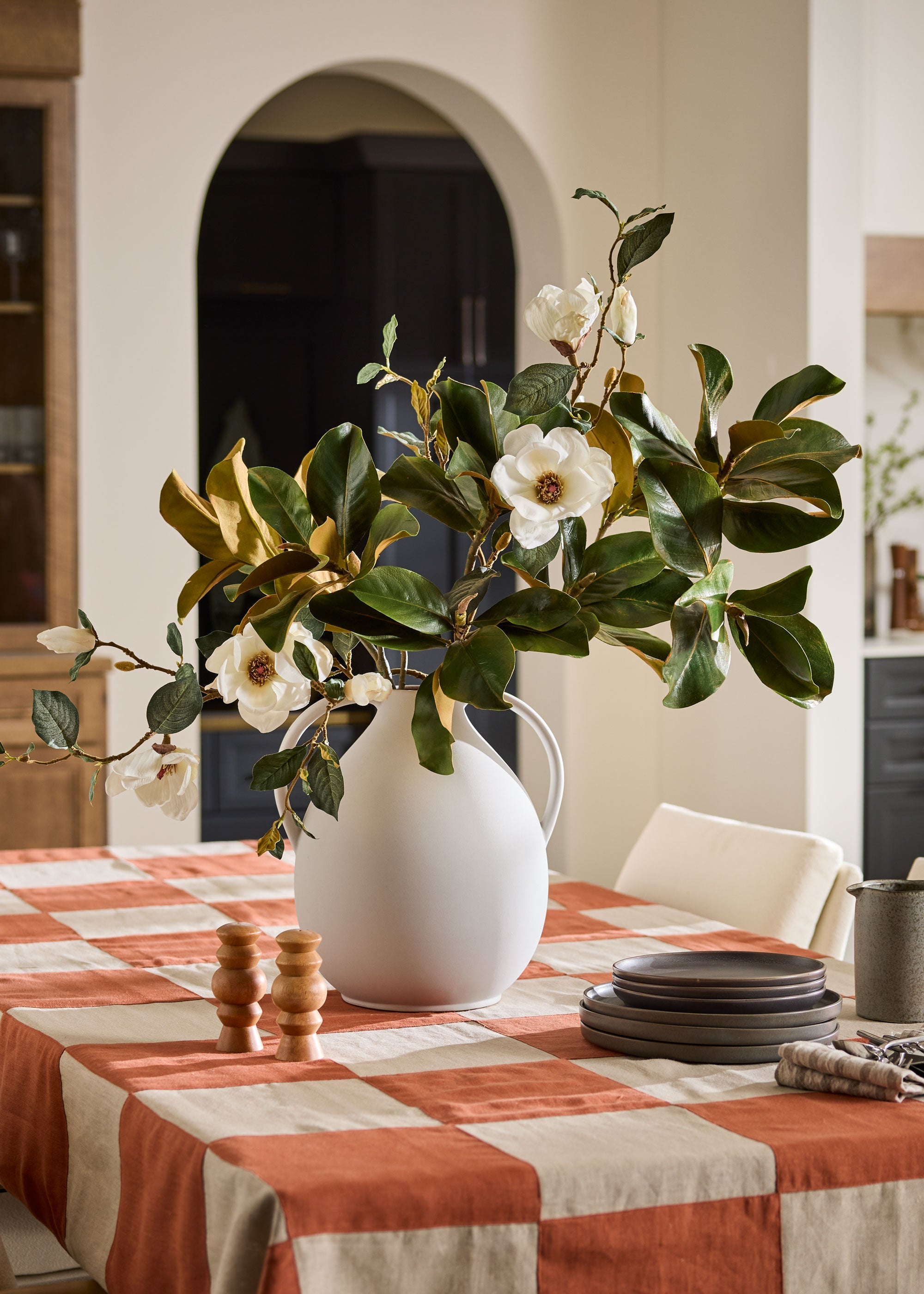 Faux Magnolia Branch for Seasonal Vase Styling