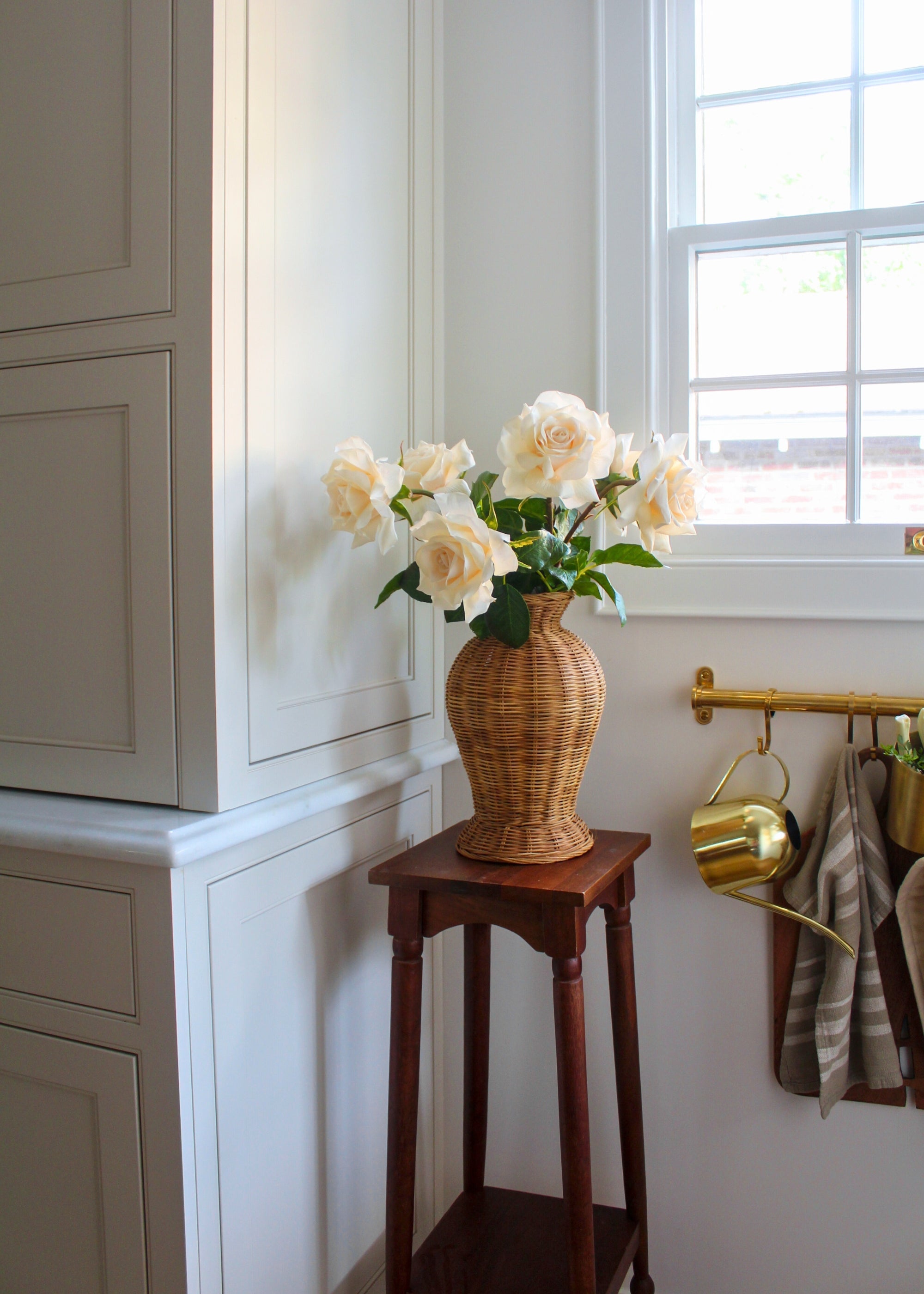 Beige Real Touch Rose Stem for Vase Styling