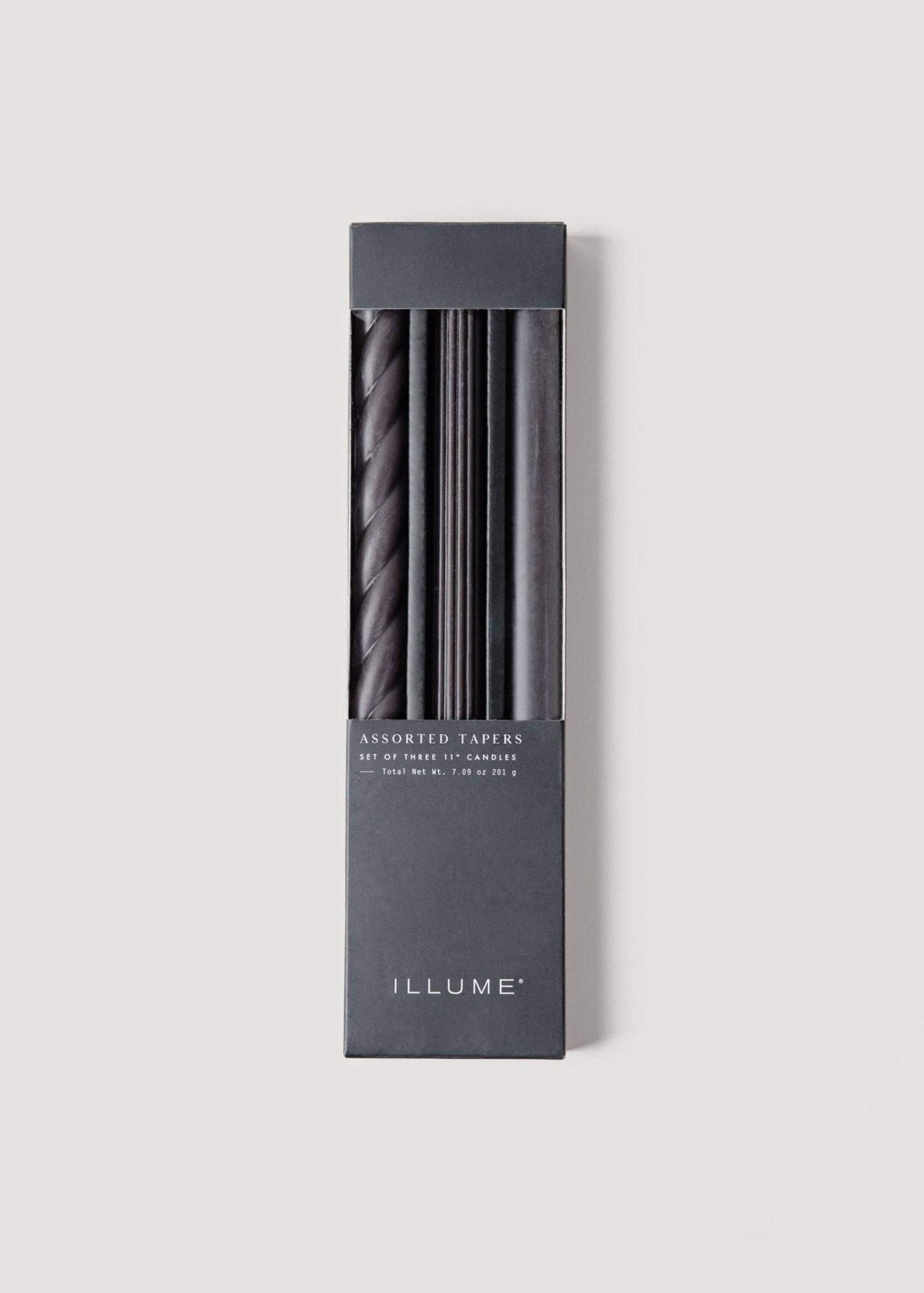Pack 3 Taper Candles Black for Tabletop Styling