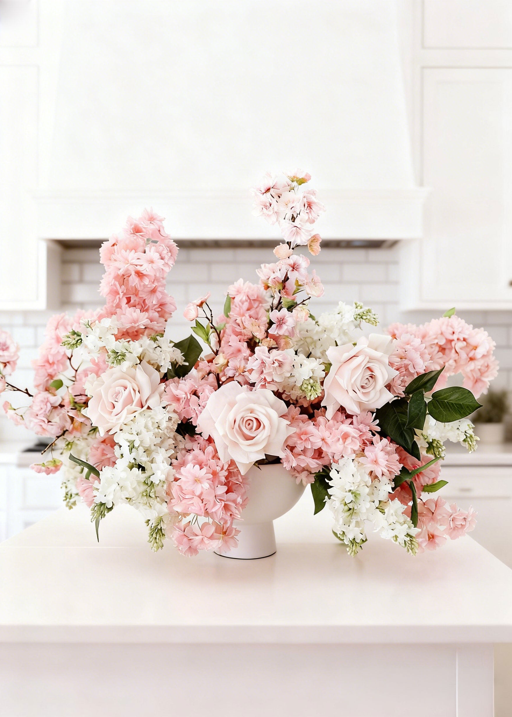 Pink Faux Cherry Blossom Branch for Vase Styling