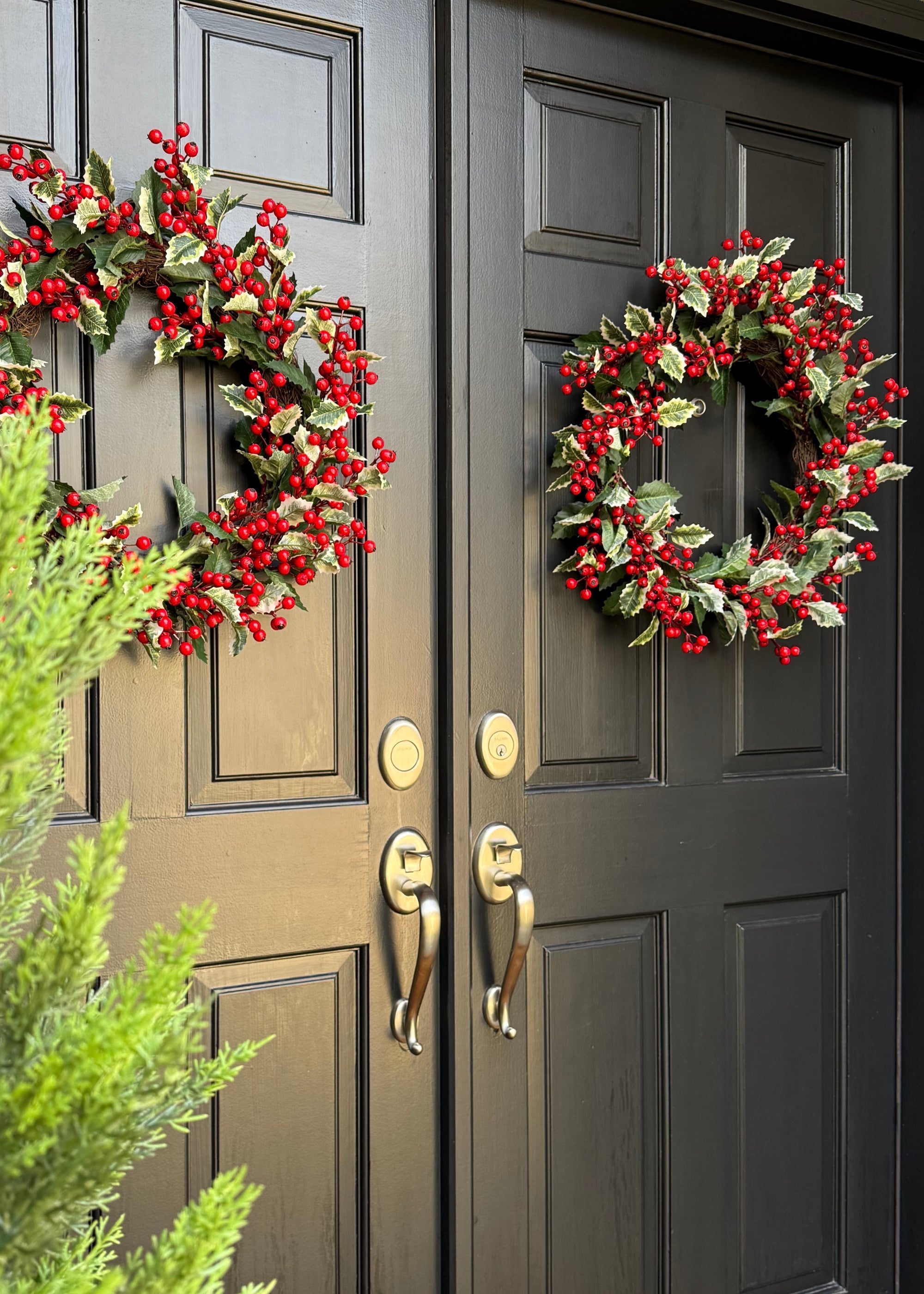 Faux Holly Wreath for Door and Wall Decor