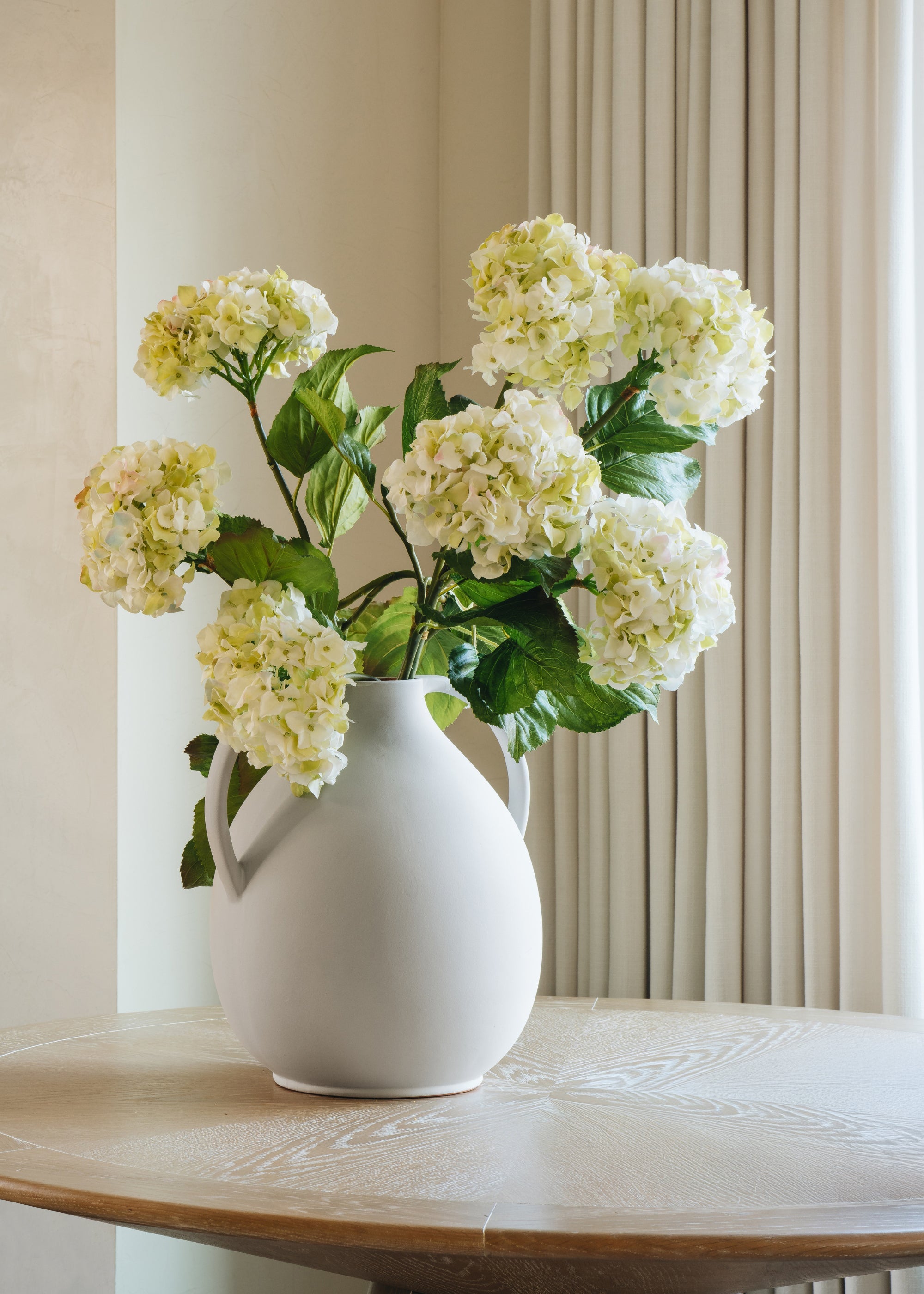 Cream Faux Hydrangea Branch for Vase Styling