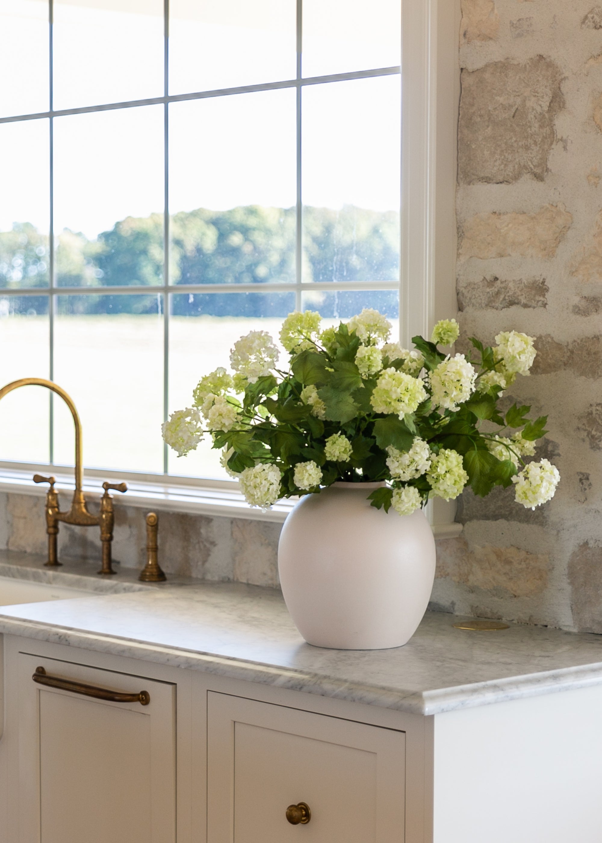 Cream Faux Hydrangea Stem for Vase Styling