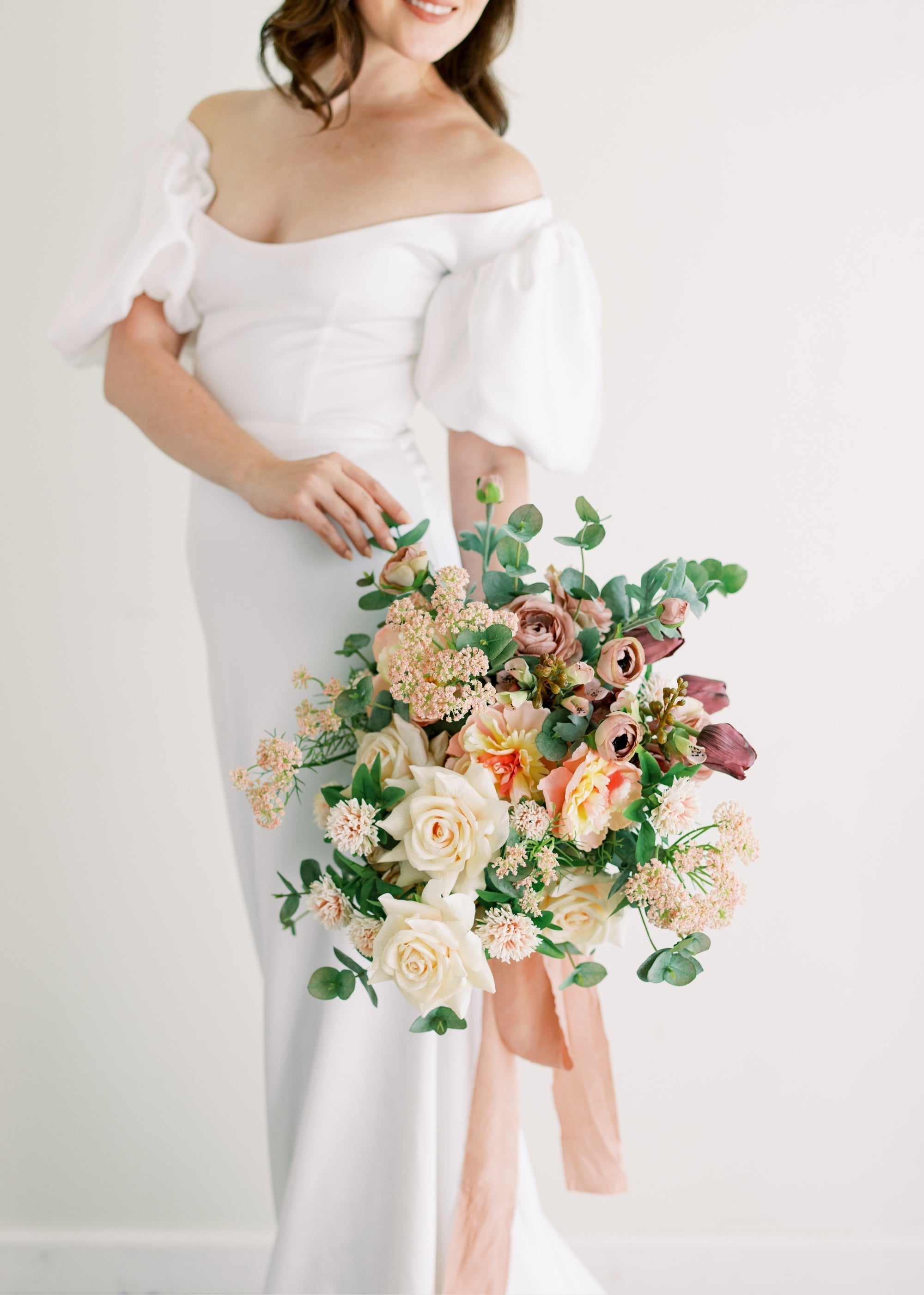 Beige Real Touch Rose Stem for Vase Styling