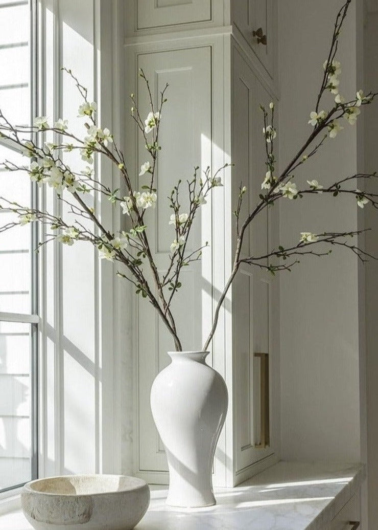 Cream Faux Cherry Blossom Branch for Vase Styling